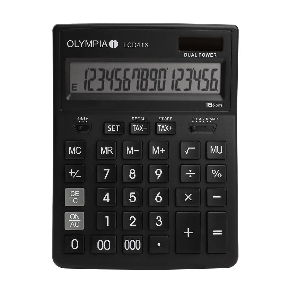 Olympia Taschenrechner LCD 416 Tischrechner, 16-stellig, Klappdisplay, TAX, MU, 000-Taste, Dual Power