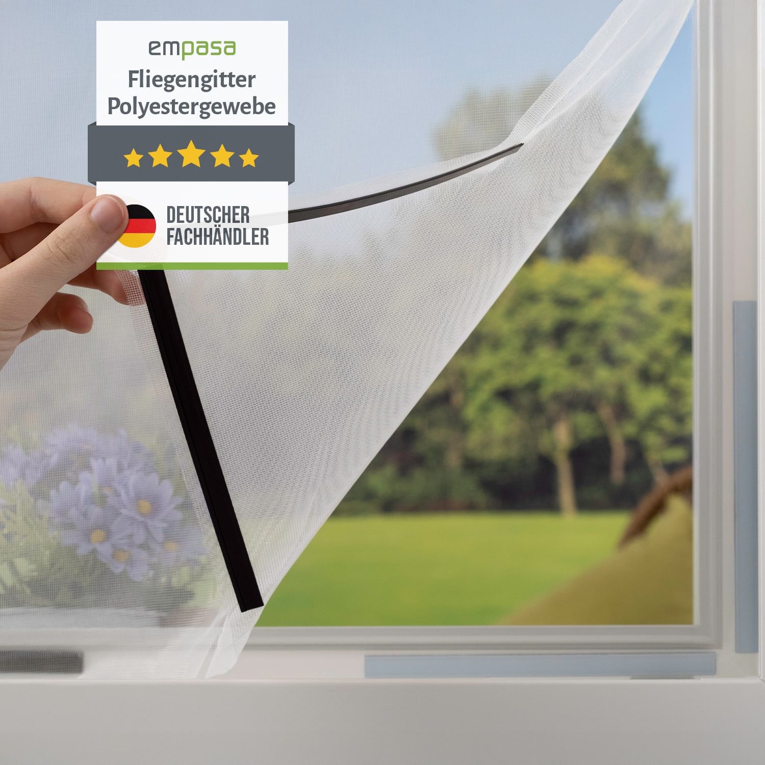 empasa Insektenschutz-Fensterrahmen mit Magnet-Befestigung, (5-St), Polyester Fliegengitter Fenster mit Magnet