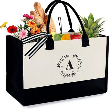 WISHDOR Tragetasche Leinwand Tasche Shopper Einkaufstasche Einkaufskorb Aufbewahrungtasche (Canvas Henkeltasche Zeitungskorb modische Shopping Bag, aus Leinwand, Stabile, auch für Spielzeug Garten Picknick Strand), 4 Alphabet auszuwählen A C M S K modische Leinwandtasche Leinwandkorb