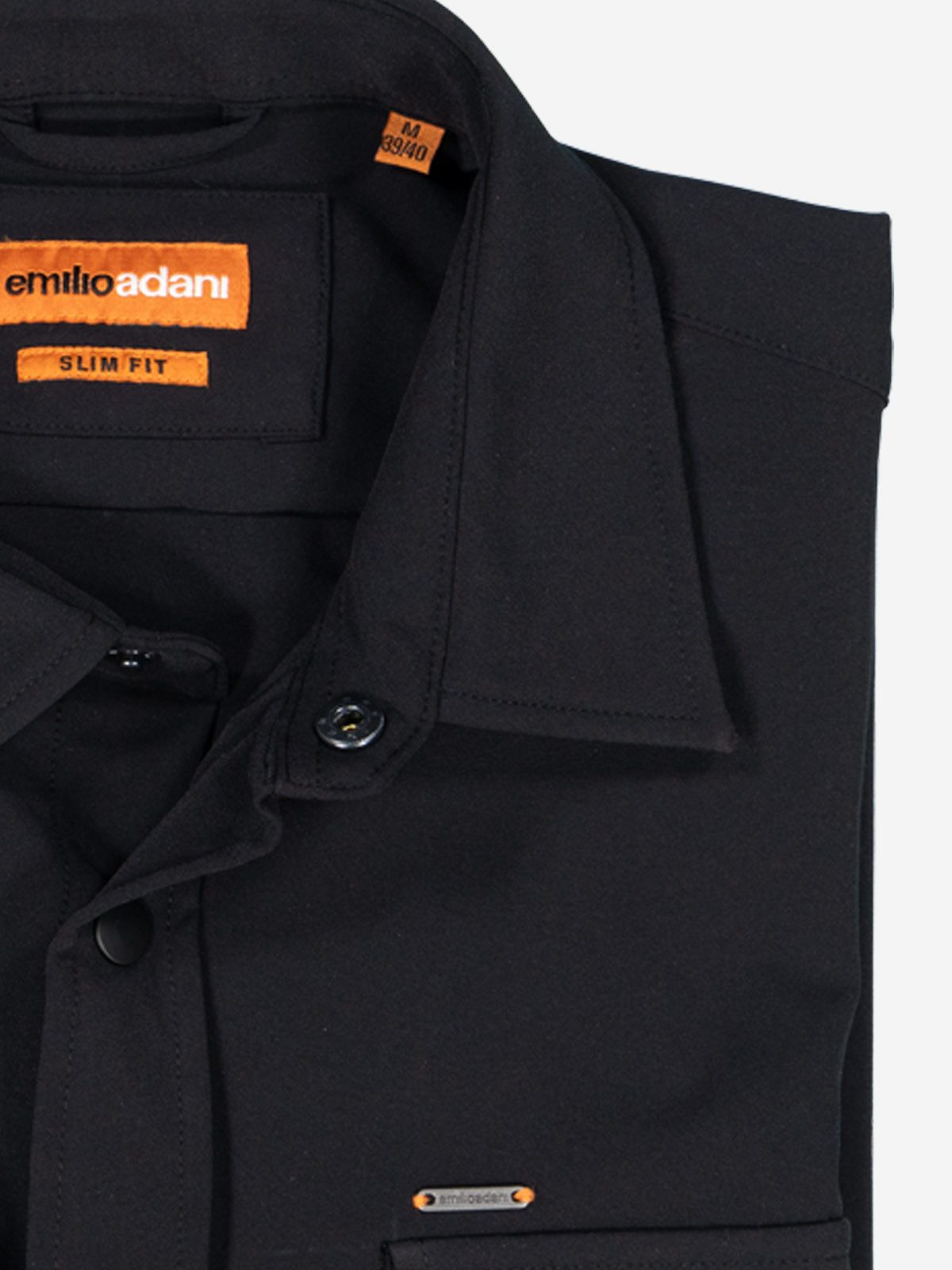 emilio adani Langarmhemd Herren Overshirt slim fit, Schwarz