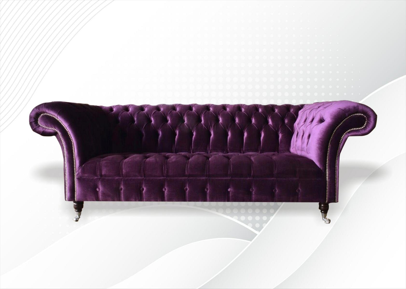 JVmoebel Chesterfield-Sofa Violeter Chesterfield Dreisitzer moderne Couch luxus Design, Made in Europe