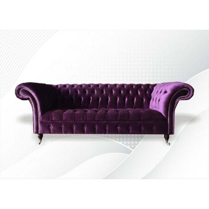 JVmoebel Chesterfield-Sofa Violeter Chesterfield Dreisitzer moderne Couch luxus Design Made in Europe