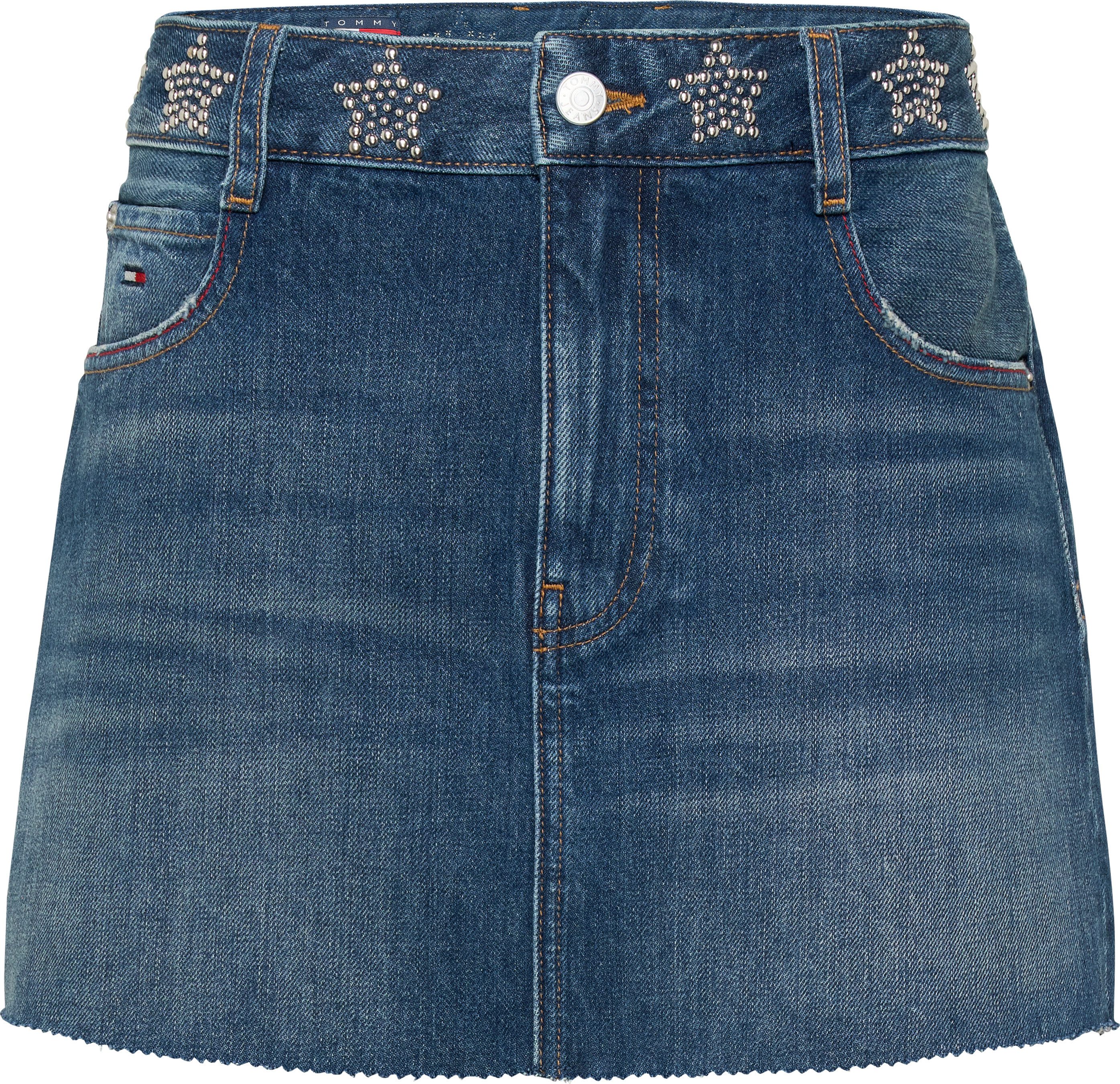 Tommy Jeans Jeansrock STUDDED DENIM MINI SKIRT AI9057 mit Strass-Details