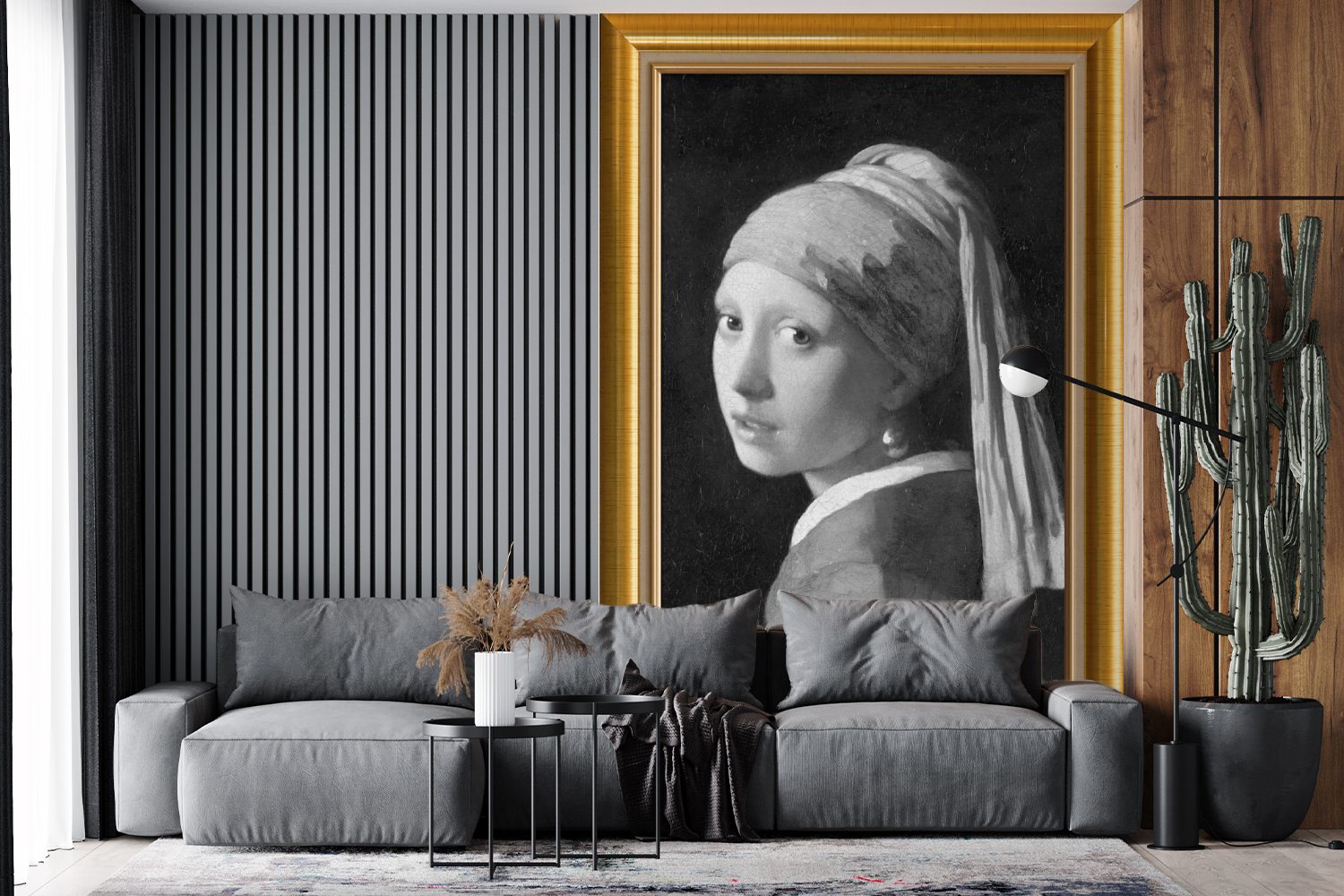 MuchoWow Fototapete Mädchen mit einem Wandtapete Liste - Wohnzimmer, St), bedruckt, Vinyl Montagefertig Vermeer Matt, - für Perlenohrring - Tapete (3 Gold