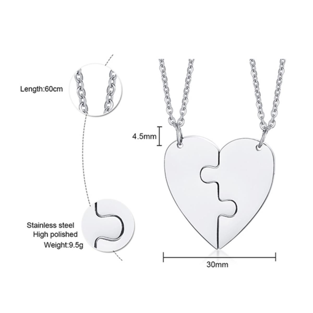 Order & Smile Schmuck Partnerkette Kette für Verliebte: Pärchen Halsketten „Herz“