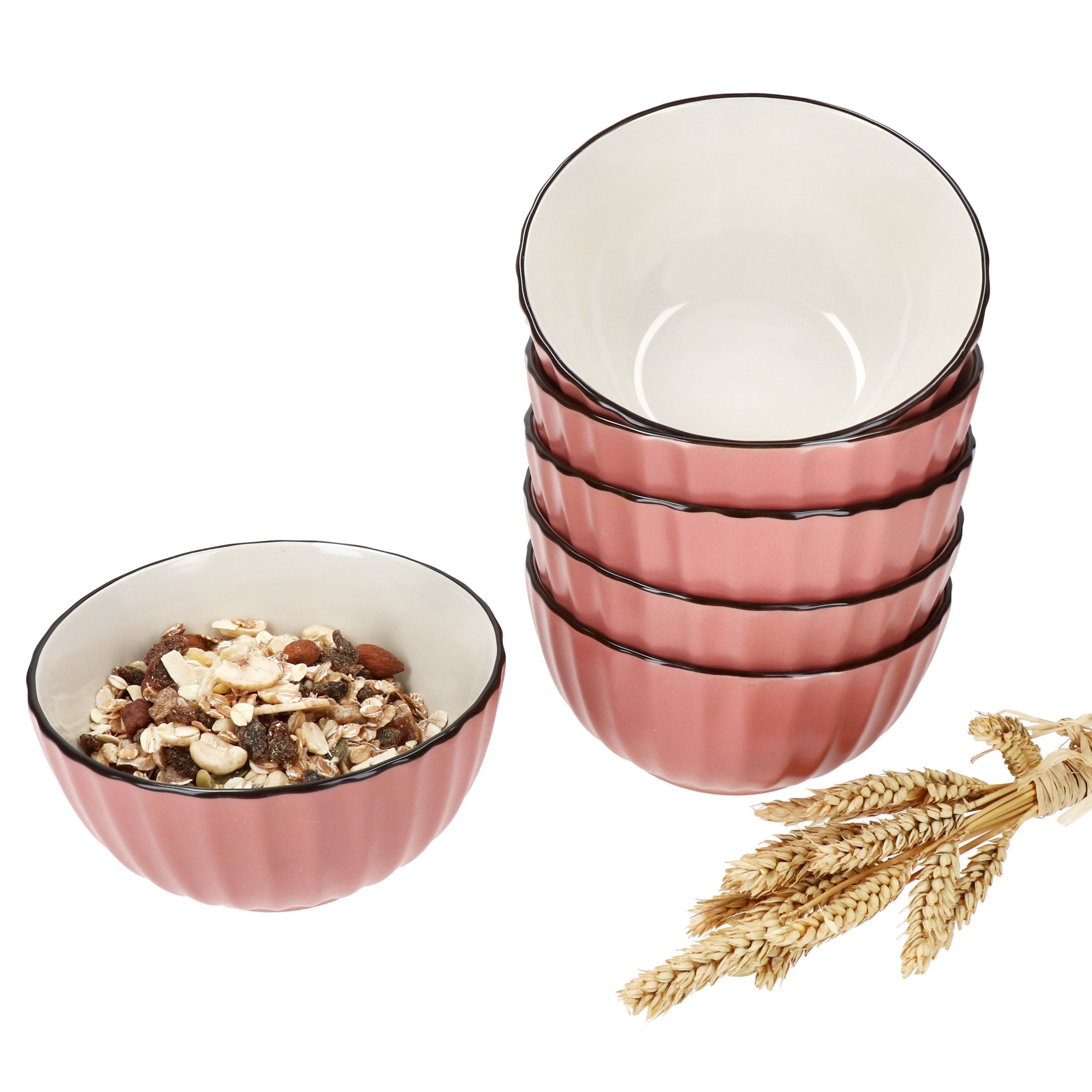 MÄSER Müslischale Mäser OSITA Rose Weiß 6x Müsli-Schale 450ml rosa Steingut 6 Pers., Steingut