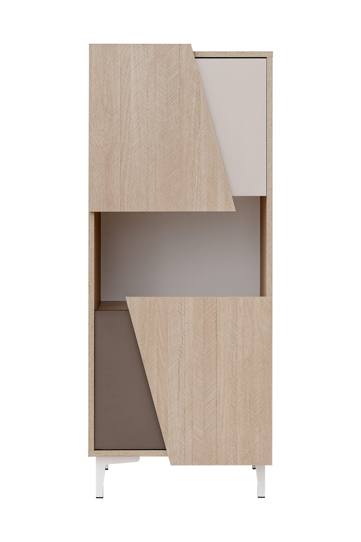 Feldmann-Wohnen Vitrine Viste (Viste, 1-St., Kommode) 50x40x122cm/ scandi / Trüffel / Taupe / Weiß