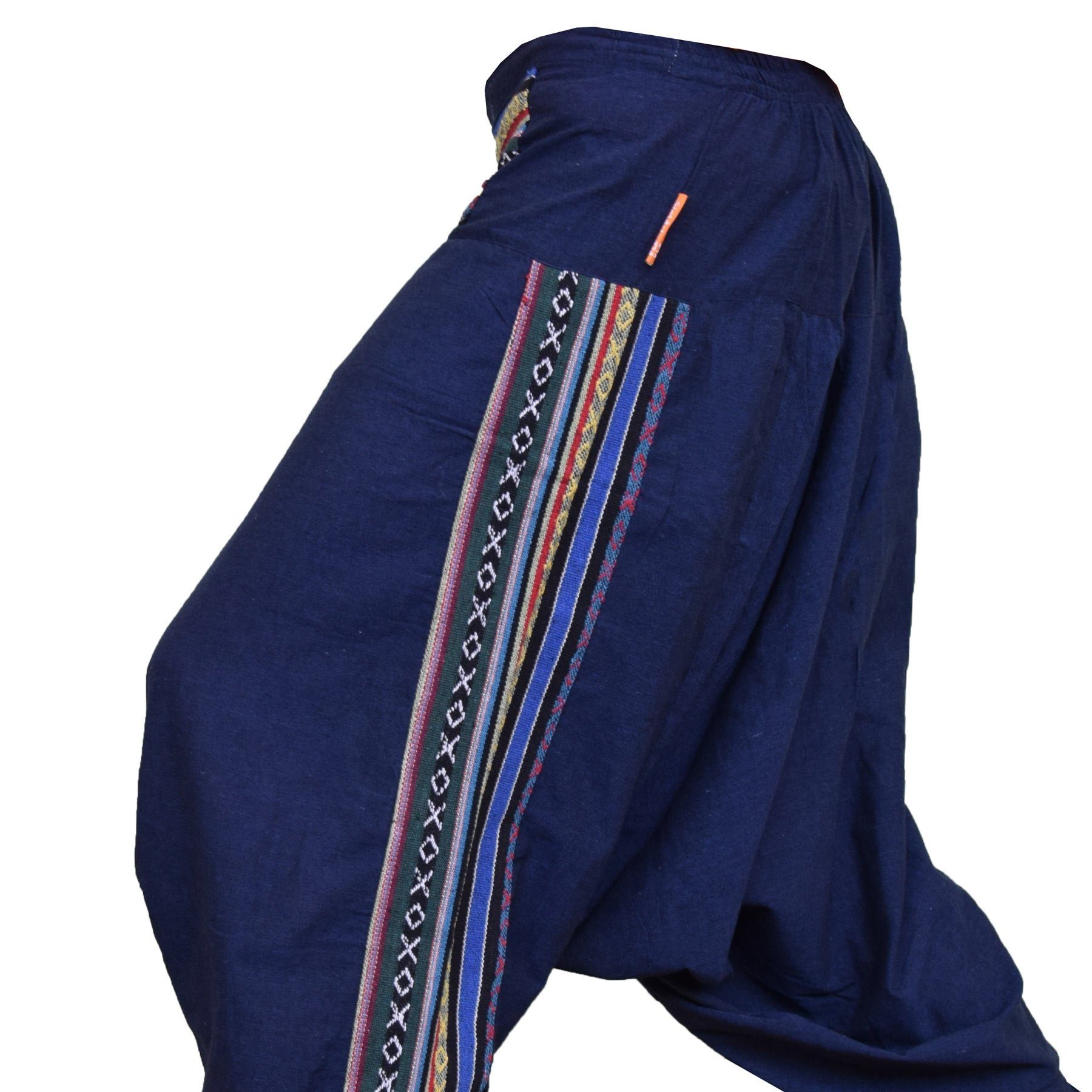 SIMANDRA Haremshose Luftige Ethno Haremhose "Rishikesh" Boho-Stil mit bunten Web-Einsätzen