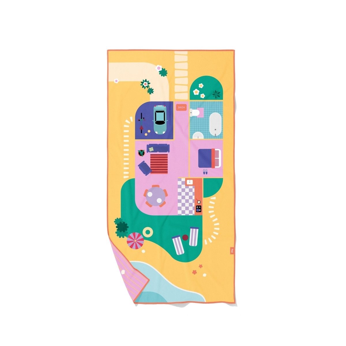 QUUT Strandtuch Spiel- und Strandtuch 140x70 cm Mikrofaser 2-in-1, schnelltrocknend