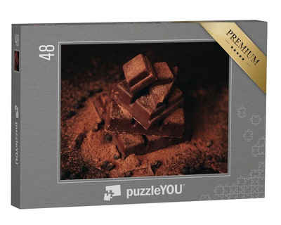 puzzleYOU Puzzle Zartbittere Schokolade mit Zimt, 48 Puzzleteile, puzzleYOU-Kollektionen Schokolade