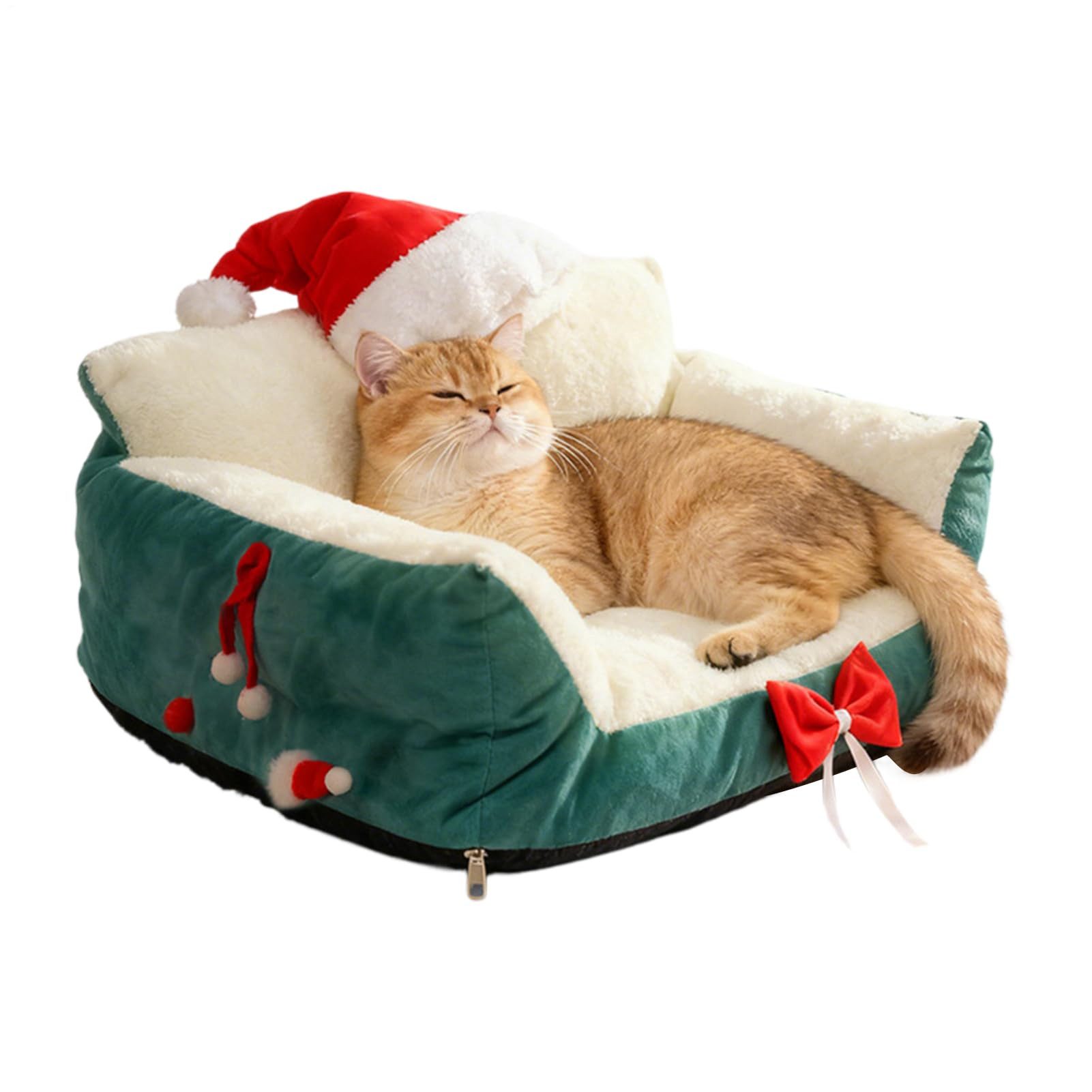 Ledander Tierbett Katzensofa, Weihnachtsstuhl mit Weihnachtsmannmütze, Katz günstig online kaufen