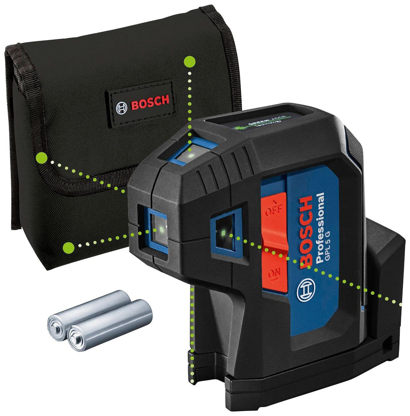 Bosch Tasche Professional, 5 mit G Batterien GPL Professional und Punktlaser