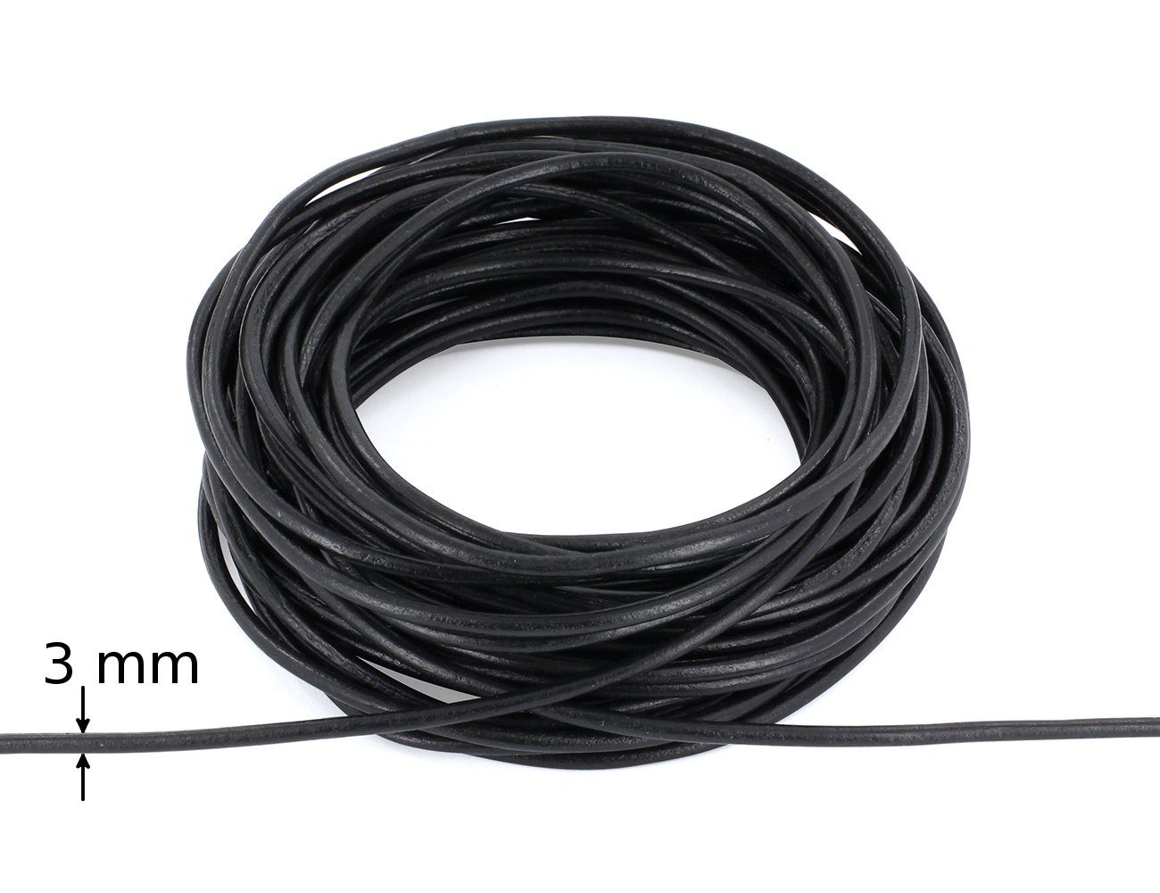 Thumbnail - Auroris Bastelnaturmaterial 10m Rolle Lederband rund Durchmesser 3mm Farbe wählbar, Lederschnur Lederriemen