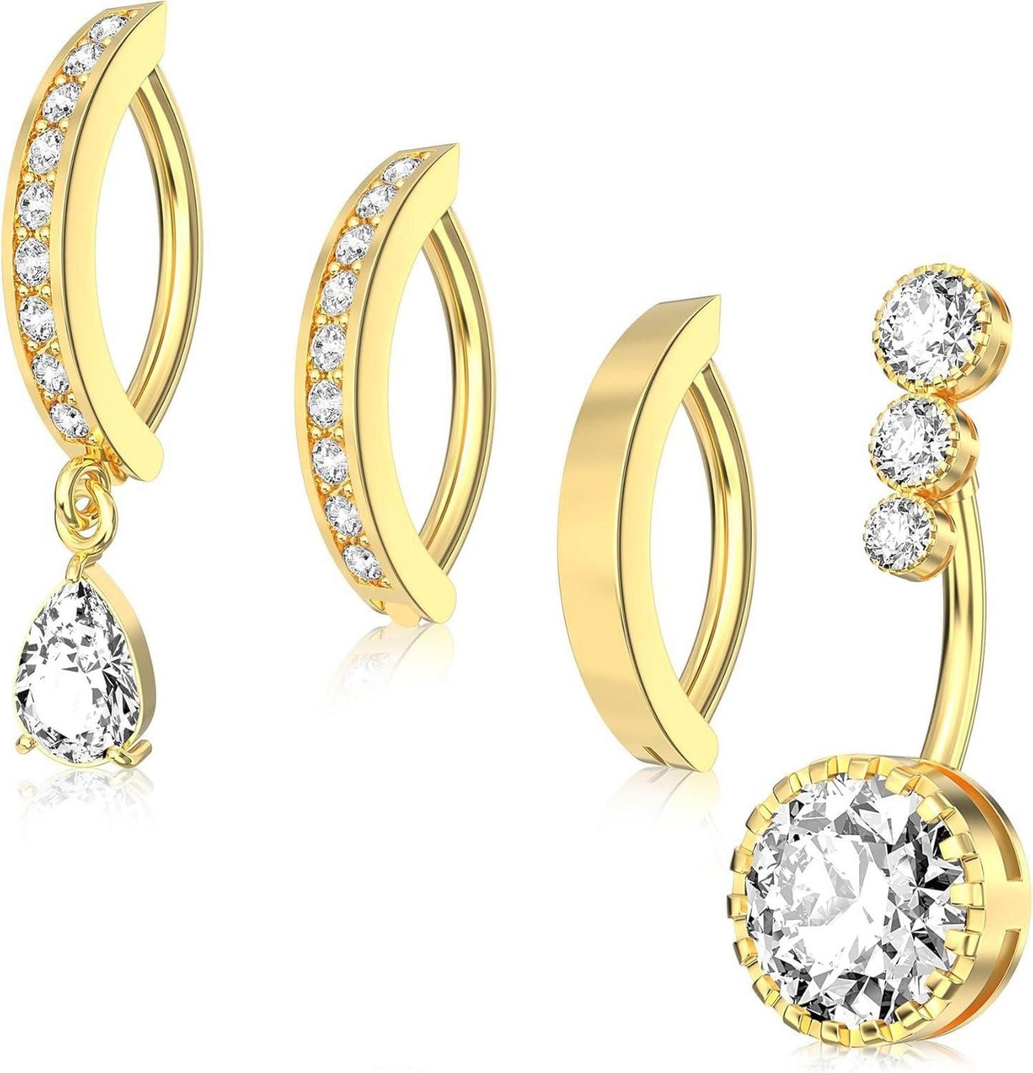 LuxusKollektion Schmuckset Bauchnabelpiercing Set Edelstahl Strass günstig online kaufen