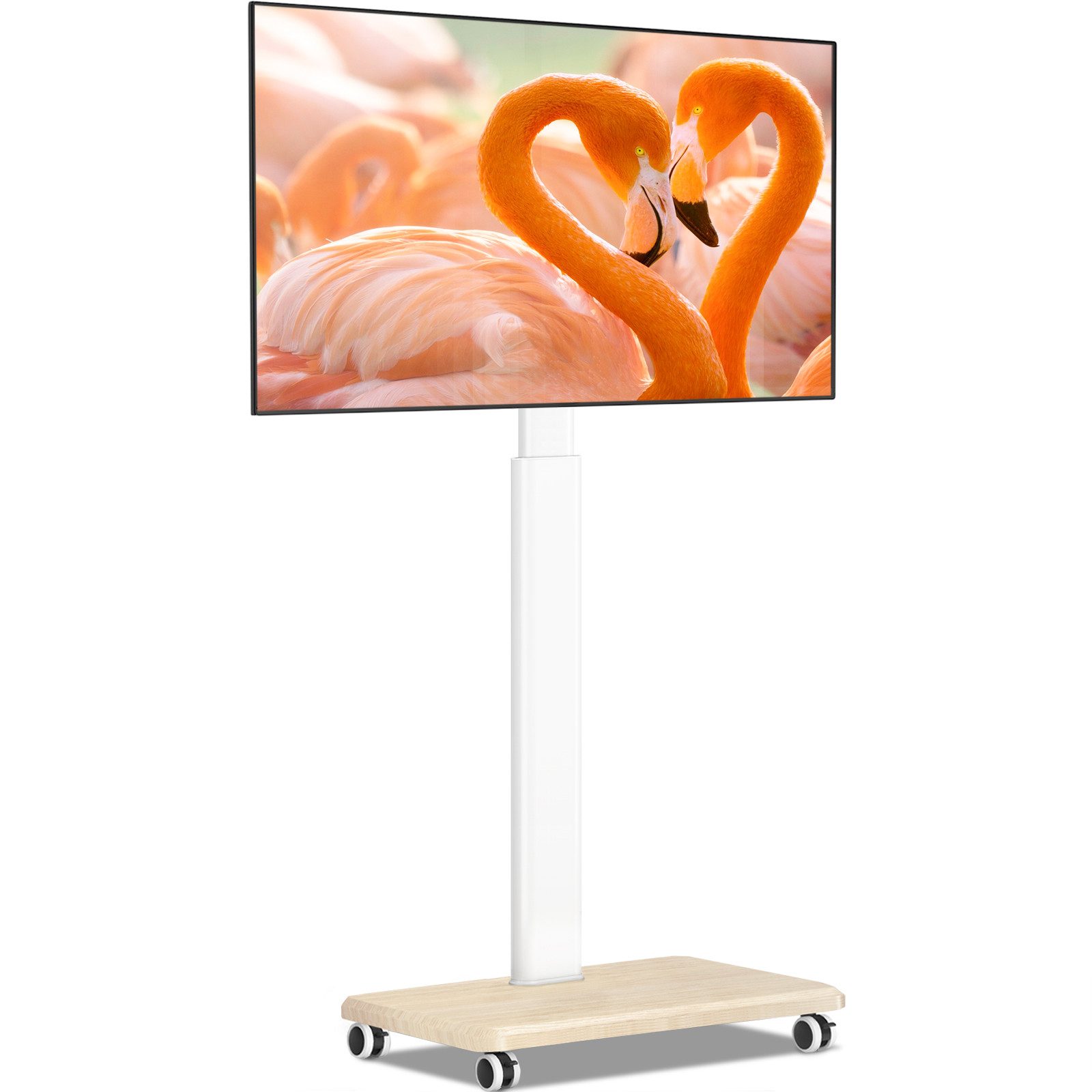 TVON TV-Ständer mit Rollen (32-65 Zoll) Höhenverstellbar Schwenkbar mit Holzfuß, (bis 65 Zoll, 1-tlg., max. 40kg, VESA 400x400mm)