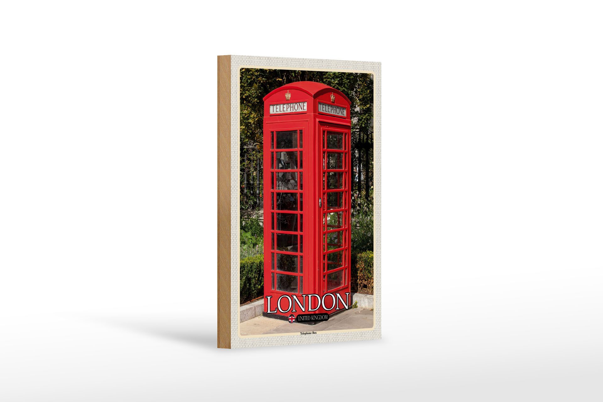 Femer GmbH Holzbild Städte London United Kingdom Telephone Box 12x18 cm, (1 St), Glatte Holzfaserplatte (MDF), vorn beschichtet