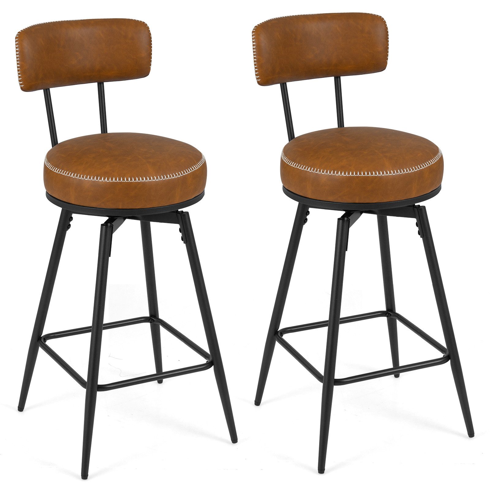 COSTWAY Barhocker (2 St), Barstuhl mit lehne, Küchenhocker für Esszimmer
