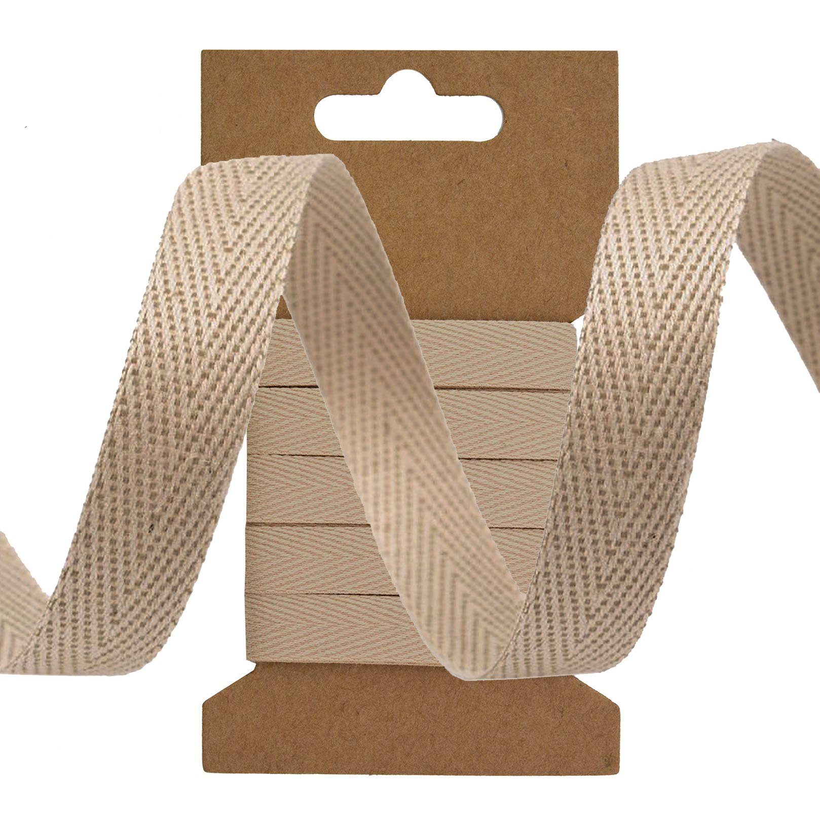 maDDma Webband 3m Köperband Baumwoll-Band 10mm Einfassband Kantenband, beige