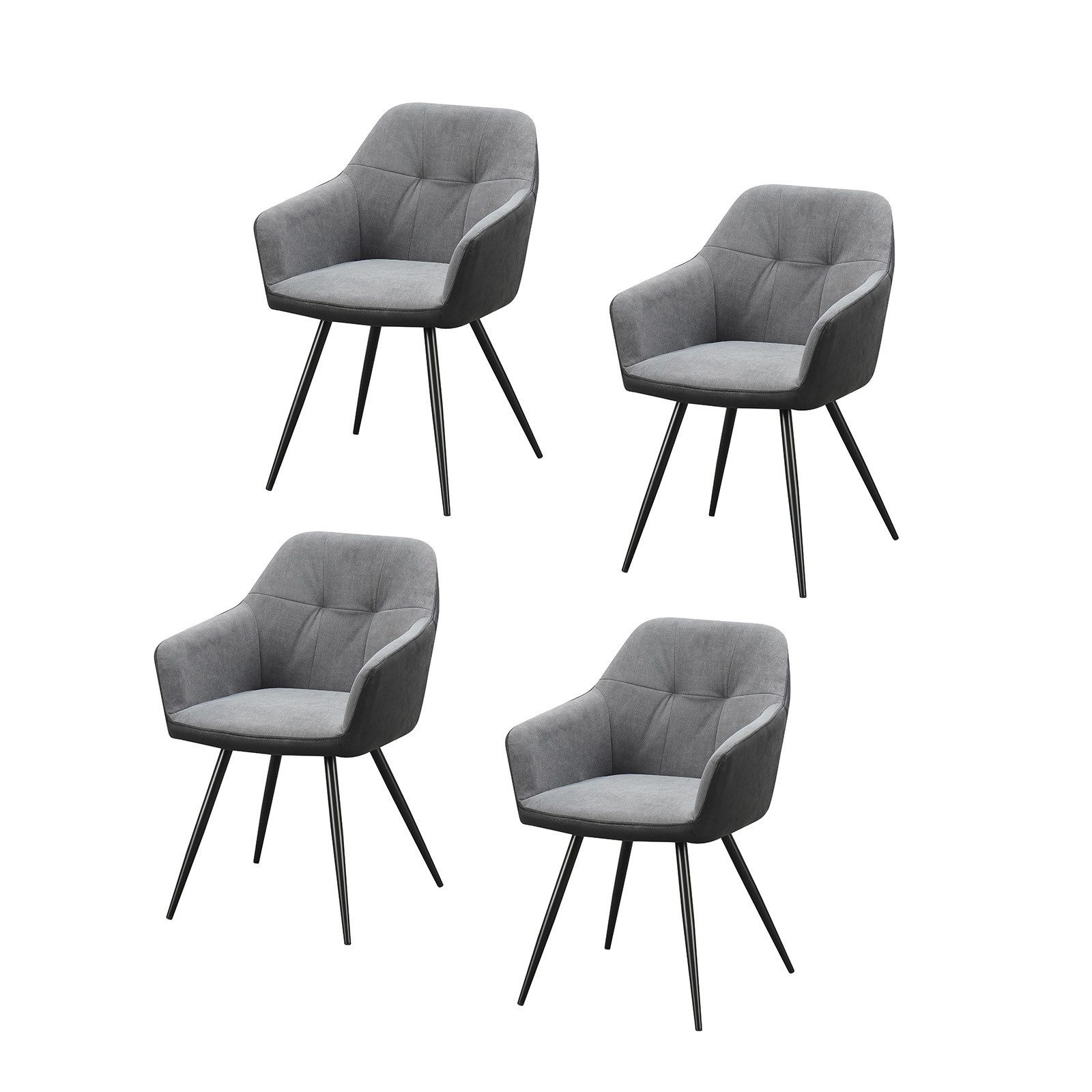 HTI-Living Esszimmerstuhl Esszimmerstuhl 4er Set Anthrazit/Grau Joschka (Se günstig online kaufen