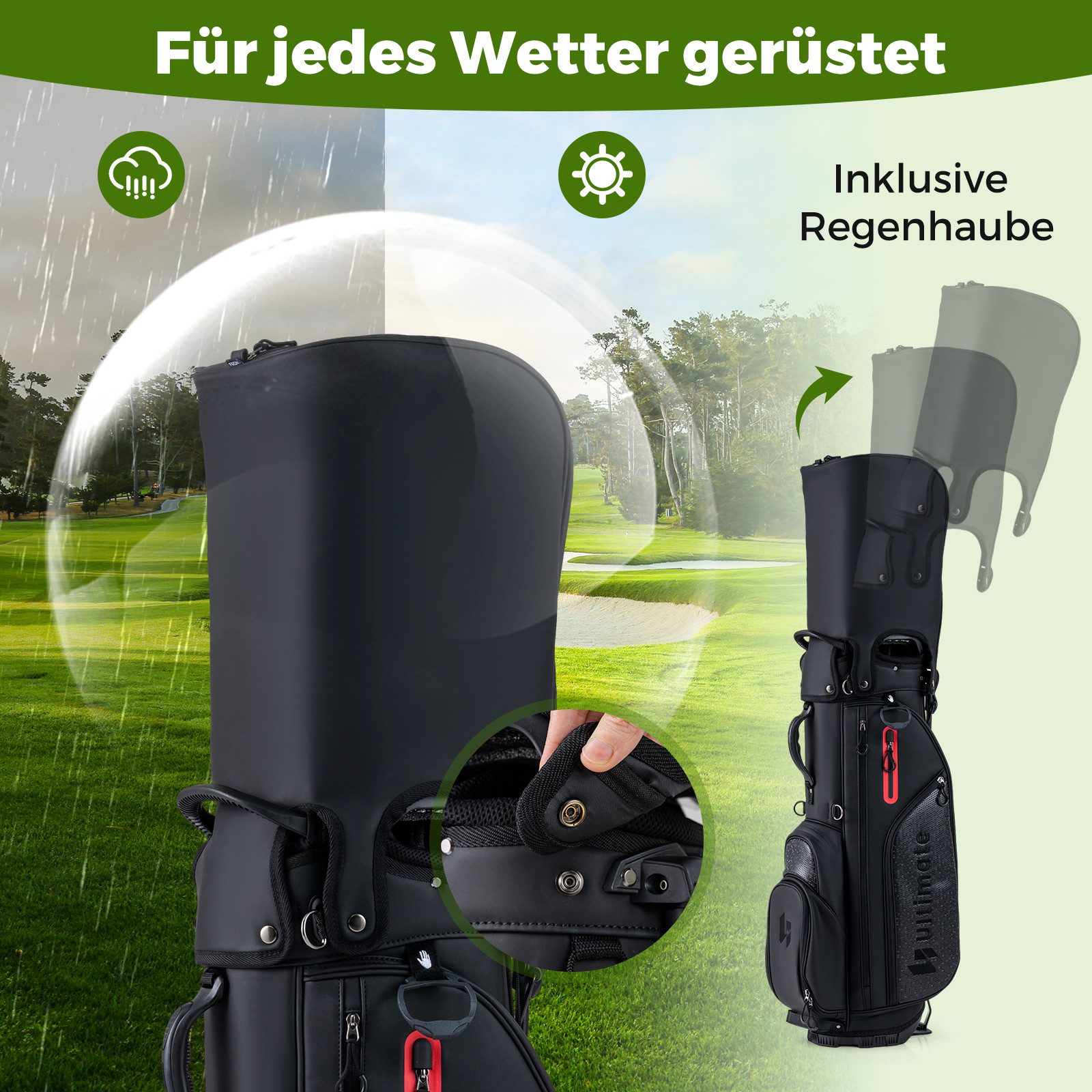 COSTWAY Golfschläger + Golfbag, Mit Schlägern & Tragbare Leichte Golf-Standtasche