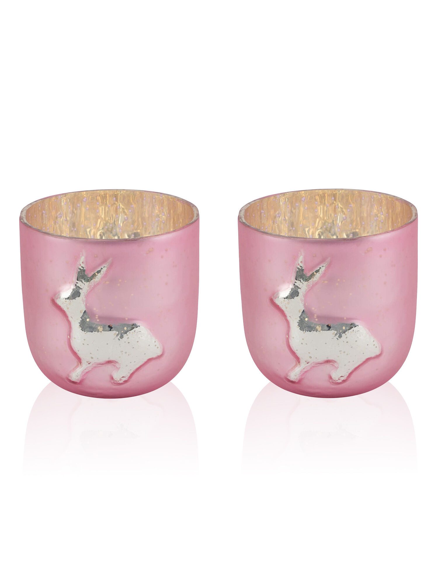 Dekorieren macht glücklich Windlicht Glas Windlicht mit Hasen-Motiv, 2er-Set (2 St., 2er-Set), stimmungsvolle Kerzenhalter für Tisch & Wohnraum