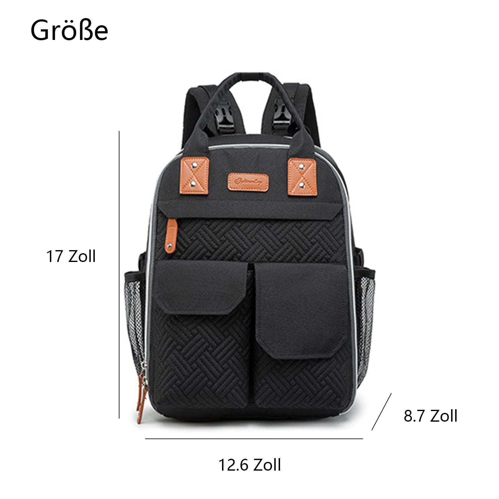 Milchfläsche Schnullerhalter REDOM Baby Rucksack Babyflasche mit Wickelrucksack Tasche Multifunktions-Babytaschen Wärmeisolierte Kinderwagengurte Flaschenhalter, Wickeltasche Wickelrucksack), Schwarz Multifunktional, Wickelauflage Isoliertasche Rucksack Babytasche, (Windeln tragbarer