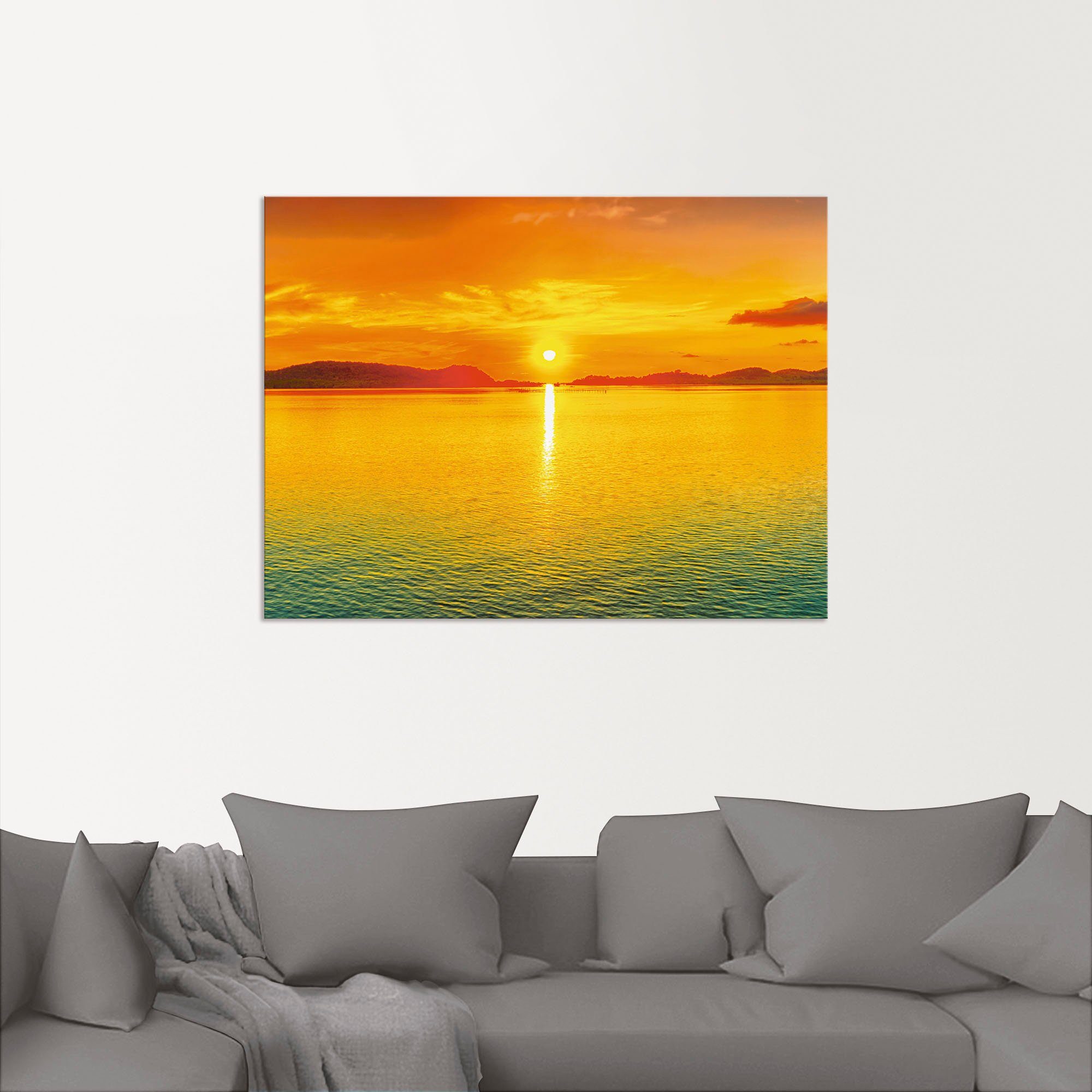 Artland Wandbild Sonnenuntergangspanorama, St), Poster (1 Größen -untergang als Leinwandbild, & versch. Wandaufkleber Sonnenaufgang Alubild, oder in