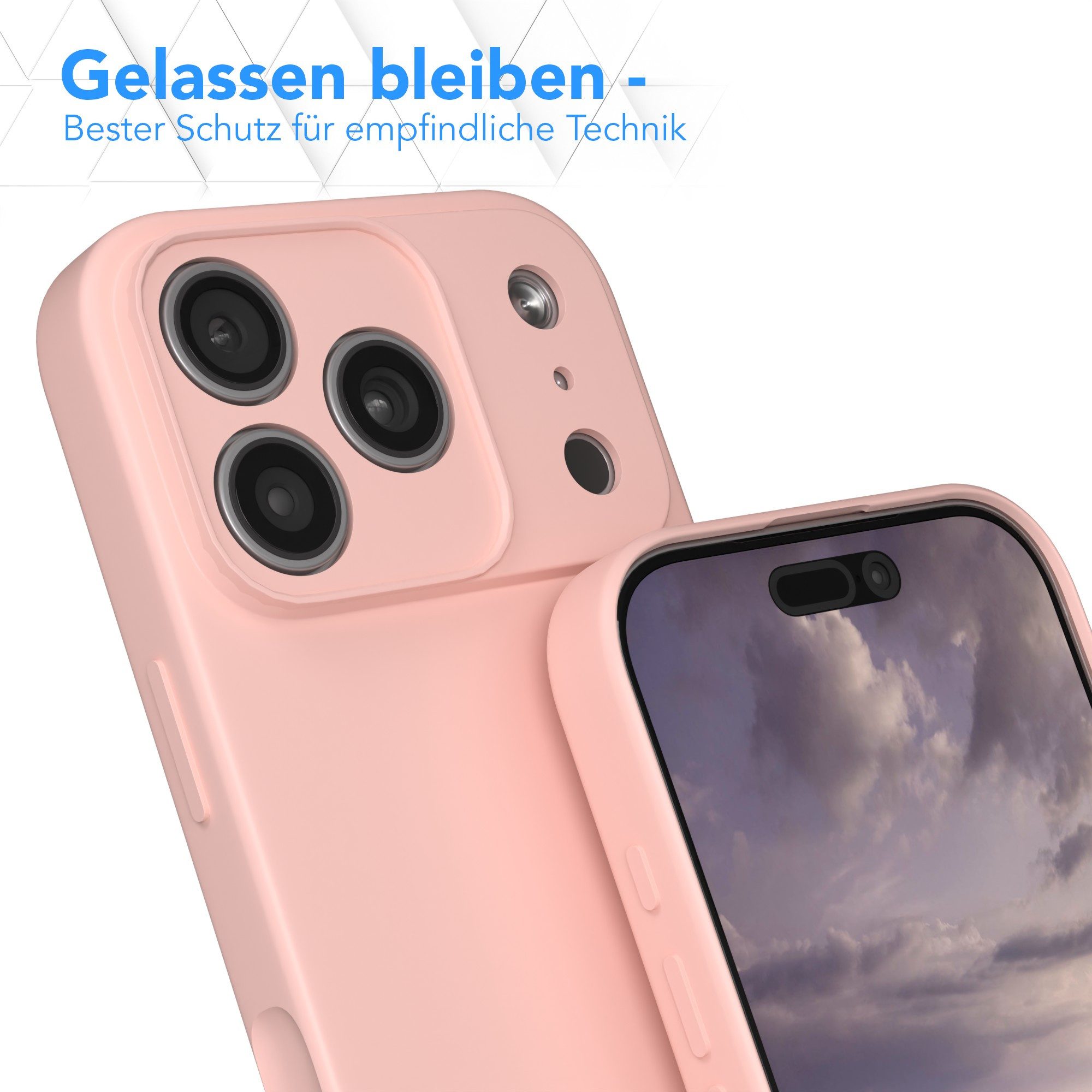 EAZY CASE Handyhülle für Apple iPhone 17 Pro Hülle Silikon 6,3 Zoll, Hülle mit Kameraschutz Bumper Case Silikonschutzhülle Rosa / Altrosa – Bild 4 von 5