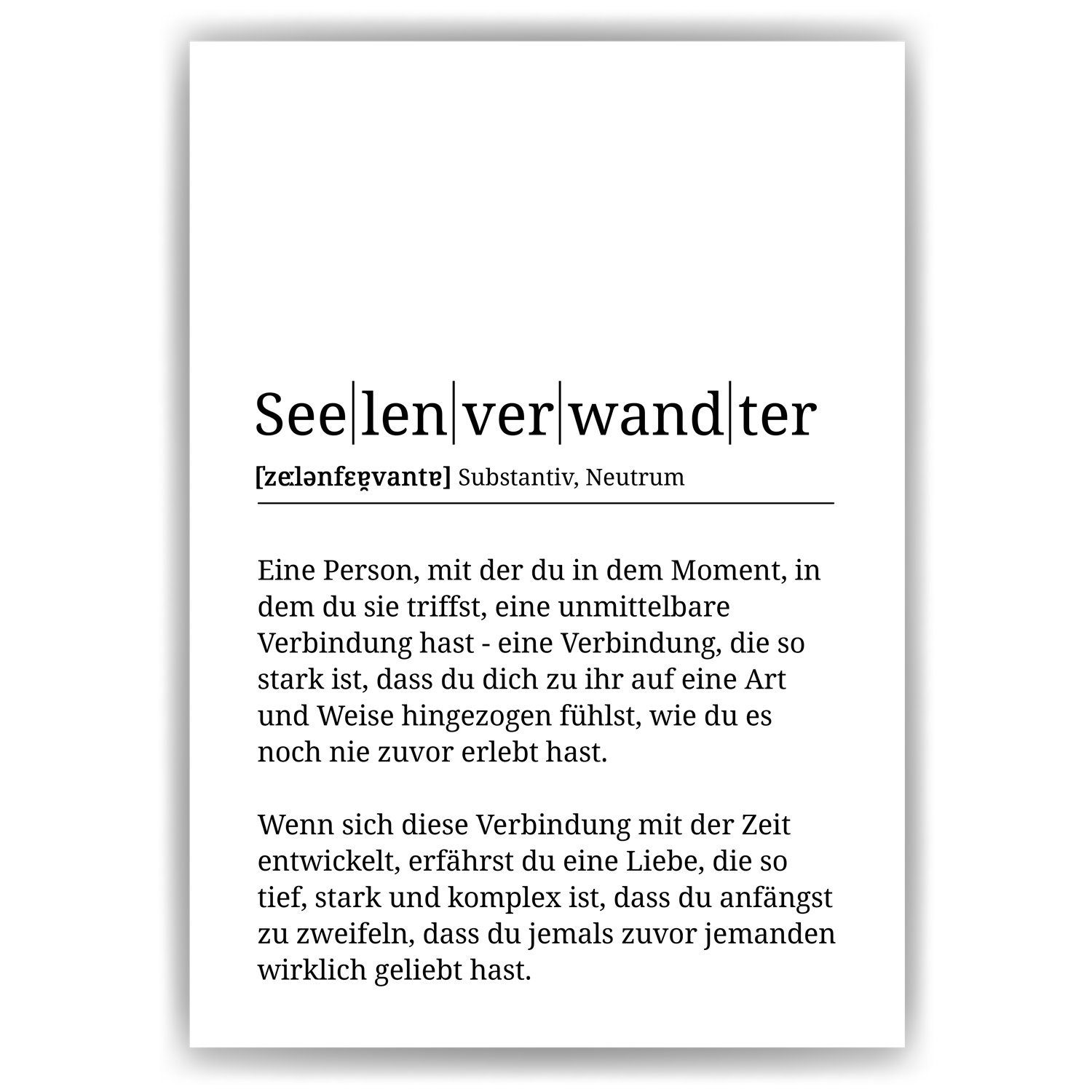 Geschenk Poster Seelenverwandtschaft Liebesposter Tigerlino Seelenverwandter Definition