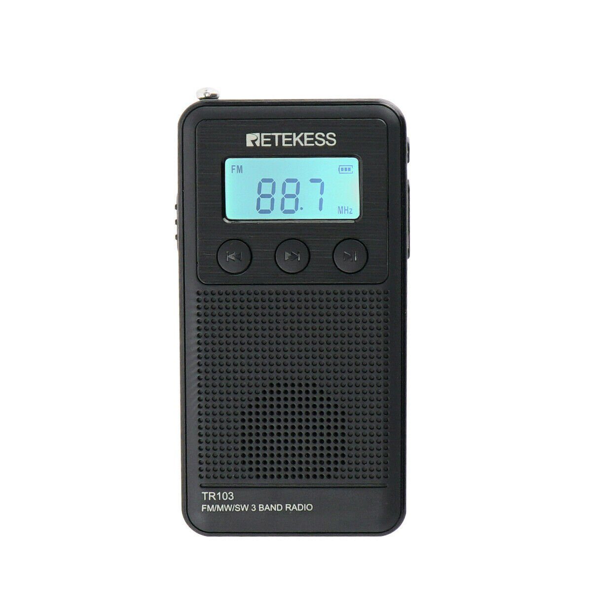Retekess TR103 Tragbares Klein Radio, FM MW SW Radio, Stereo UKW-Radio (Pocket FM / MW / SW, MP3-Player, UKW / MW / SW 3-Band-Radio, 9 / 10KHz MW Stufen einstellbar, Lautstärkeregler mit 16 Stufen, Karte TF, maximale Unterstützung 32G)