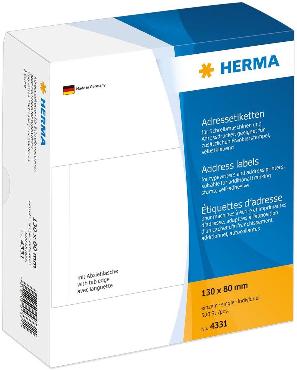 HERMA Etiketten Adress-Etiketten 130x80mm einzeln VE=500 Stück