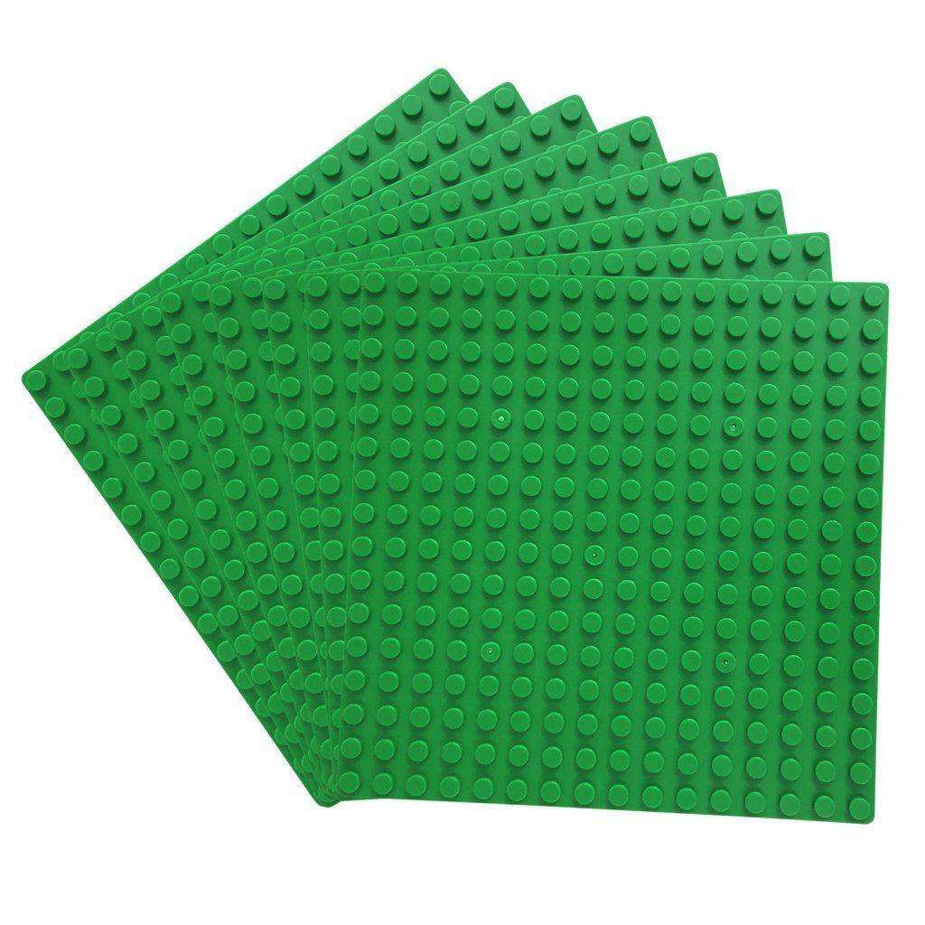 Katara Konstruktionsspielsteine 8er Grundbauplatten, 16x16 Noppen, 13 cm x  13 cm, (8er Set), Grund- Bauplatte für Lego, Sluban, Papimax, Q-Bricks,  100% Kompatibel