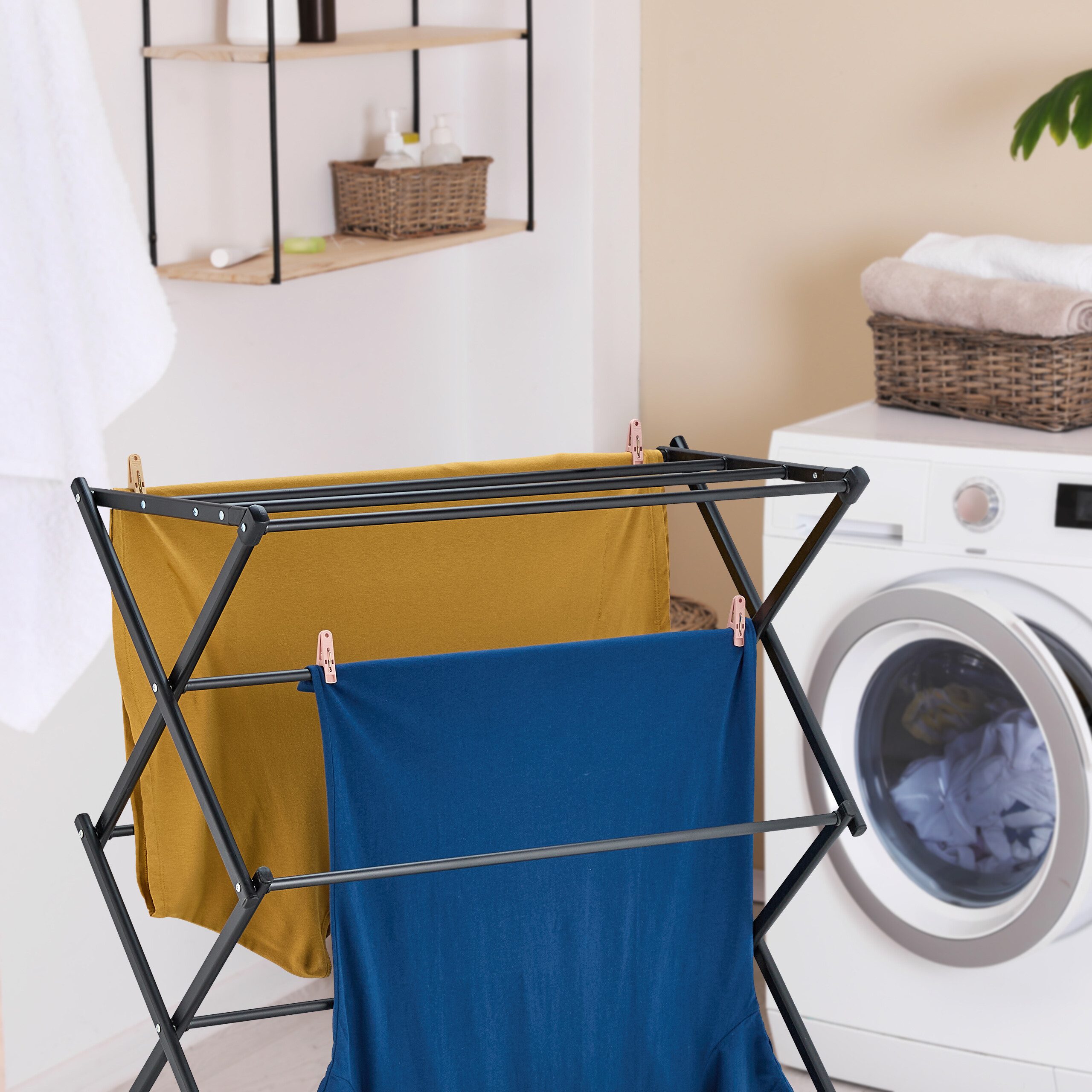 relaxdays Wäscheständer Klappbarer Wäscheständer, schwarz – Bild 3 von 5