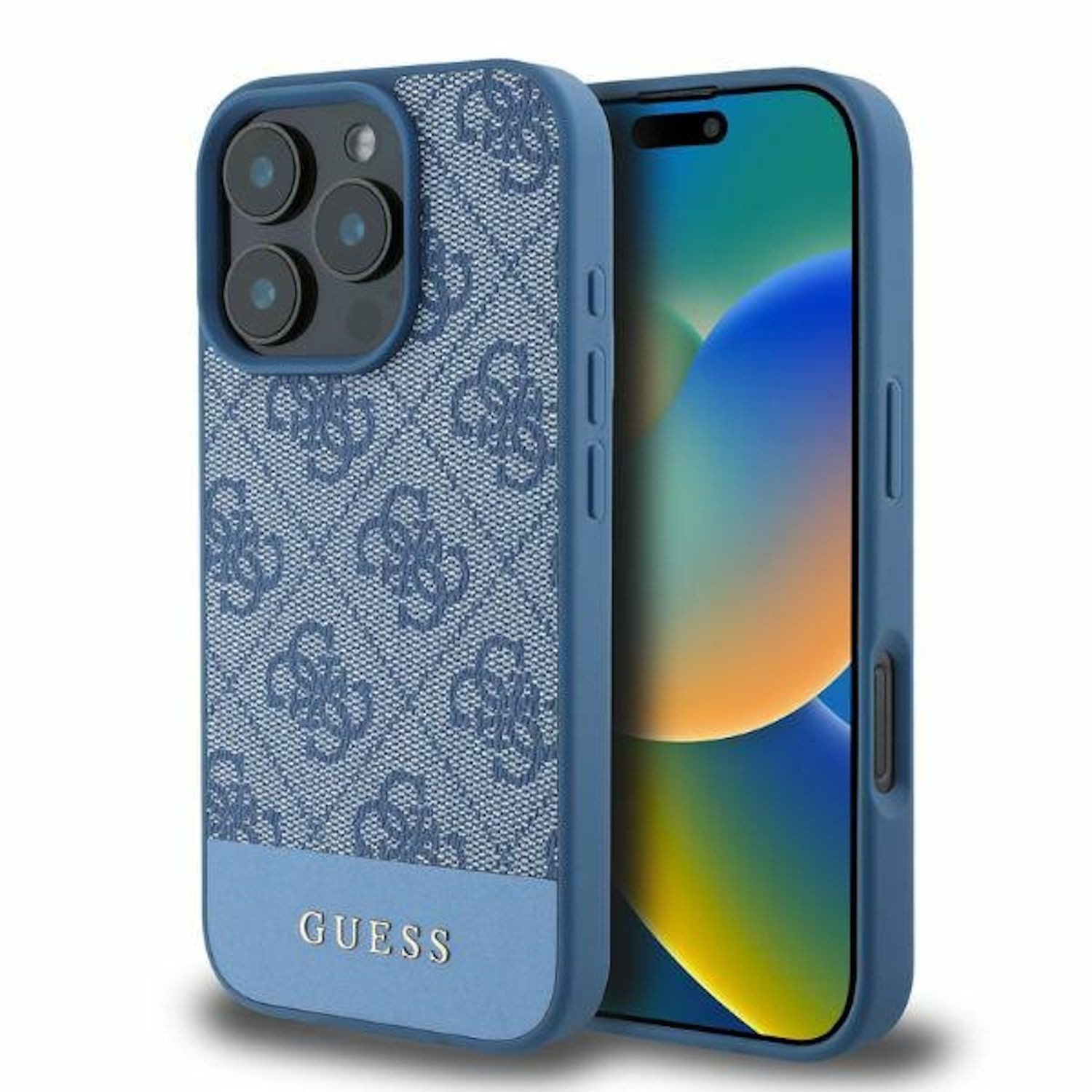 Smartphone-Hülle GUESS Apple iPhone 16 Pro Max Hardcase Design 4G Bottom Stripe Blau