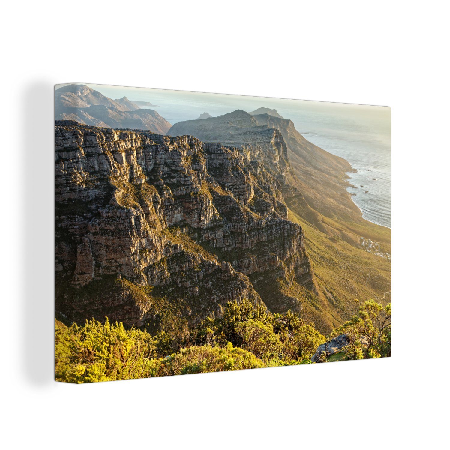 OneMillionCanvasses® Leinwandbild Berge mit der Küstenlinie der Zwölf Apostel in Kapstadt, (1 St), Wandbild Leinwandbilder, Aufhängefertig, Wanddeko, 30x20 cm