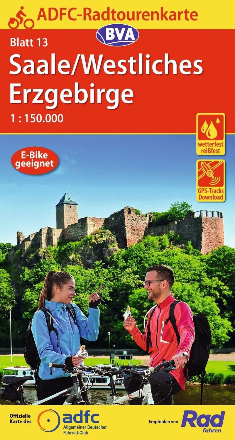 ADFC-Radtourenkarte 13 Saale /Westliches Erzgebirge 1:150.000, reiß- u / diverse, reiß- und wetterfest, E-Bike geeignet, GPS-Tracks Download
