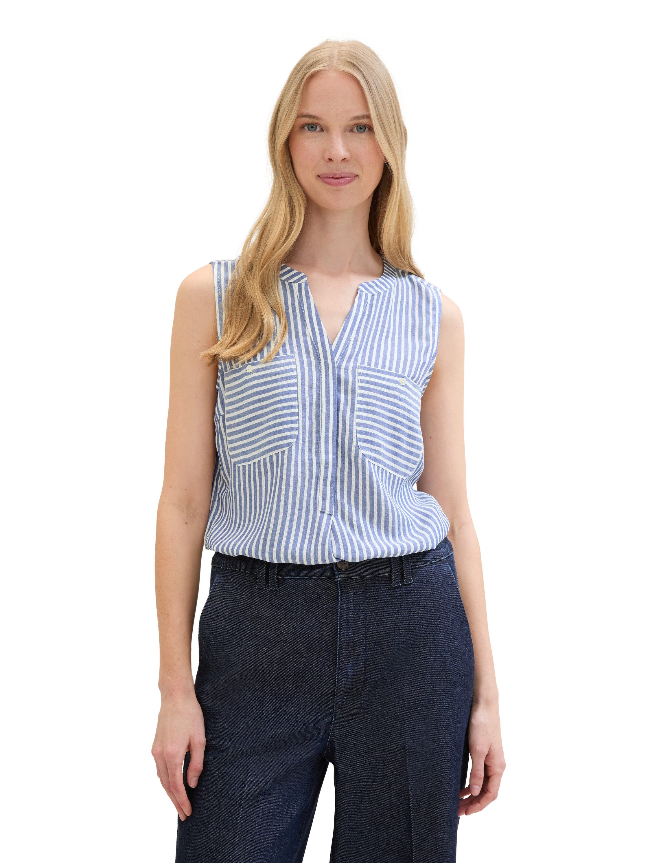 TOM TAILOR Blusenshirt gestreift mit aufgesetzten günstig online kaufen