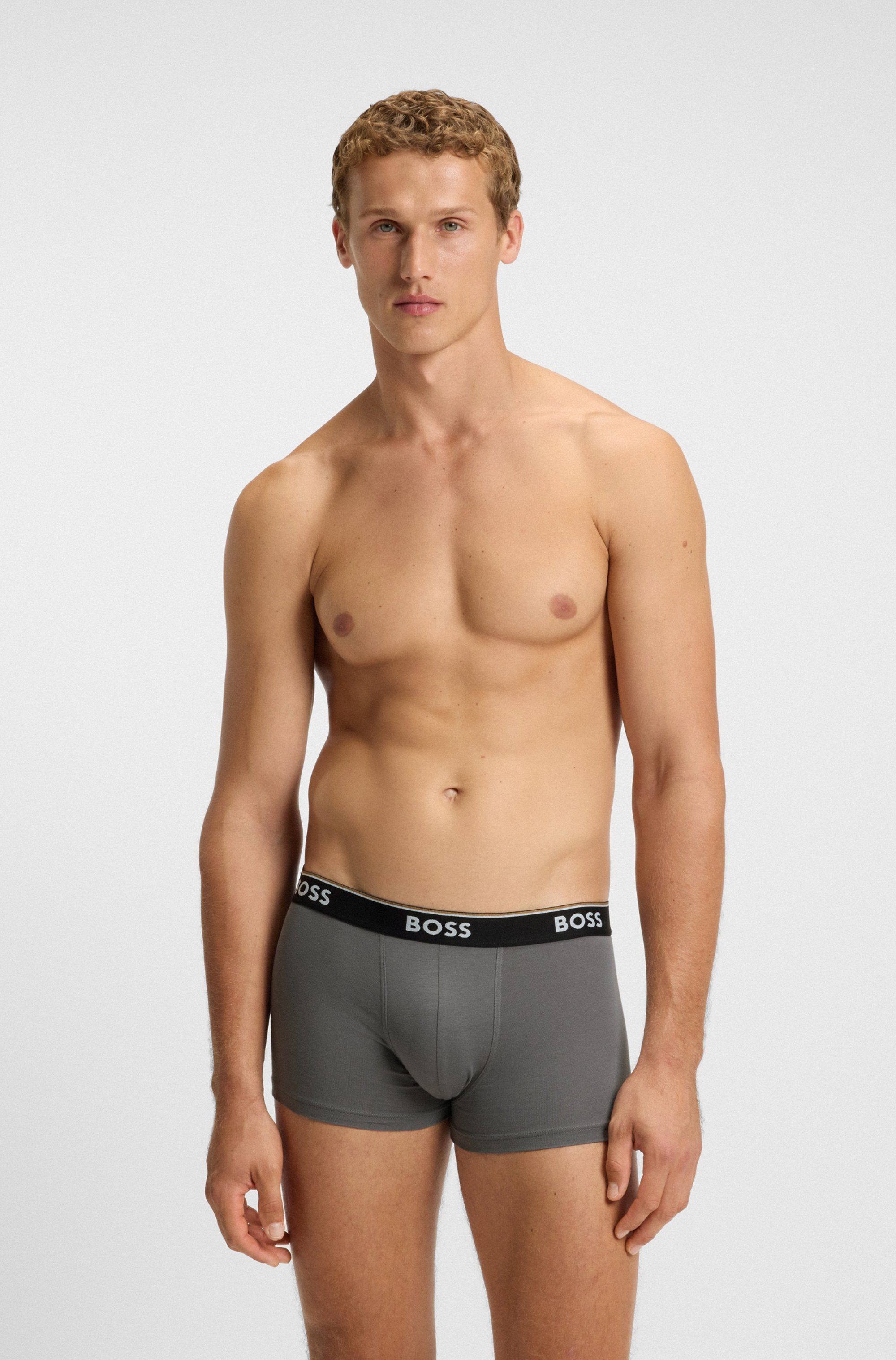 BOSS Trunk (Packung, 3-St) aus Stretch-Baumwolle mit Logo-Bund, mittlere Bundhöhe