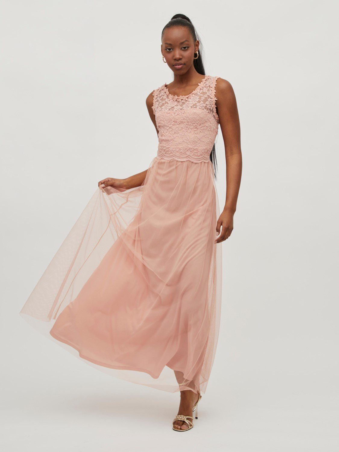 VILYNNEA Maxi (lang) Abschluss in Ball Shirtkleid Dress 4840 Kleid Vila Langes Rosa