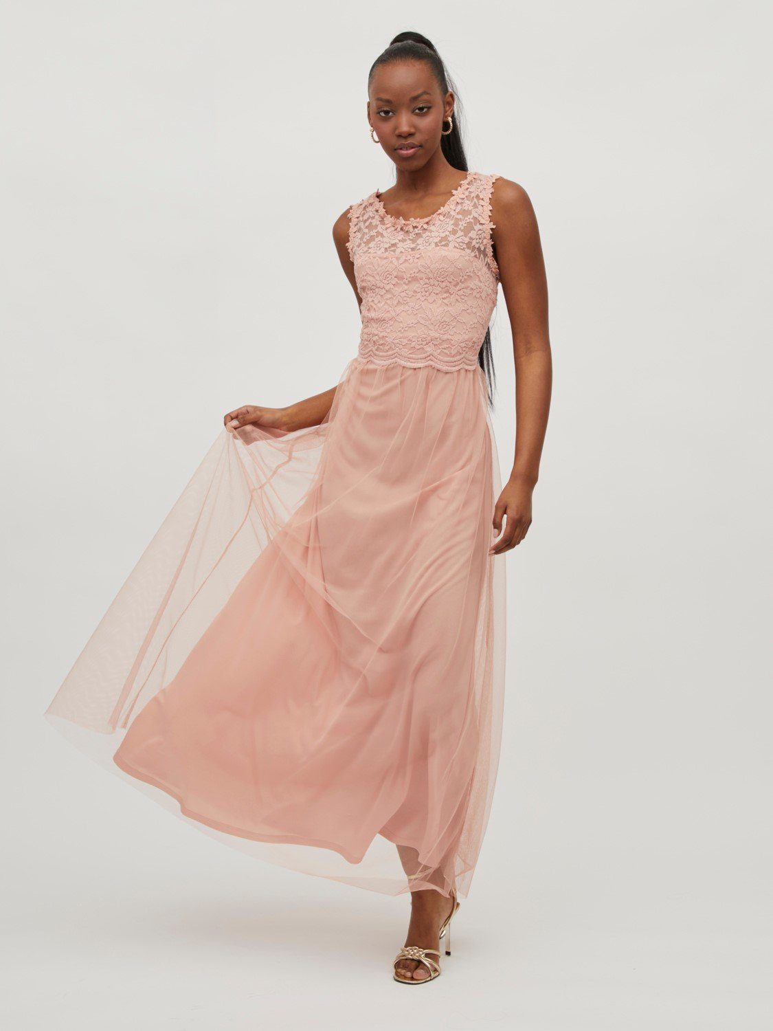 Abschluss Ball Vila Shirtkleid Kleid Rosa Maxi in Dress (lang) 4840 Langes VILYNNEA