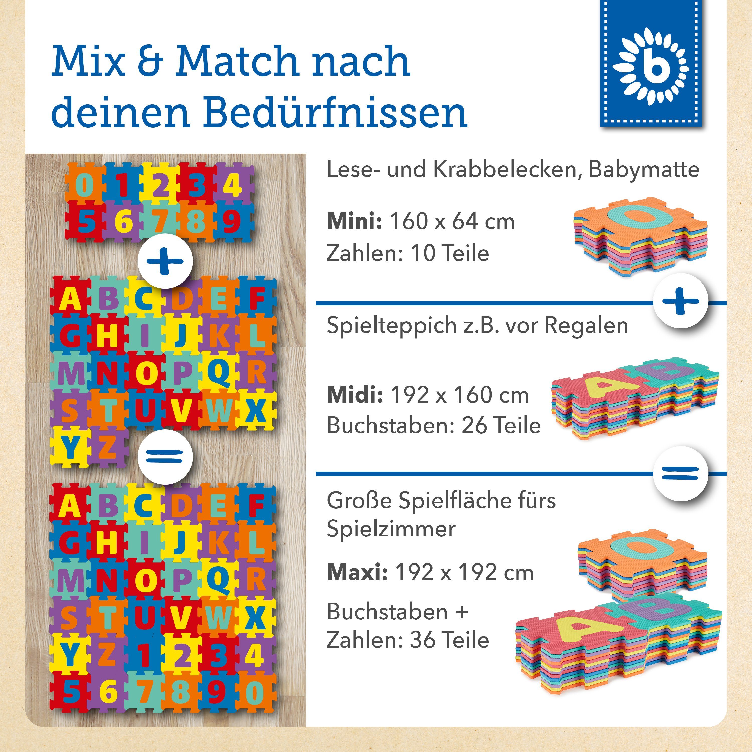 kindermatten, Puzzlematte, Spielmatte kinder BIECO bodenmatte bodenpuzzle tlg. baby Baby XXL babymatte puzzlematte Puzzle Kinder 26 Steckpuzzle Puzzleteile Spielmatte Kinder Bieco babyteppich