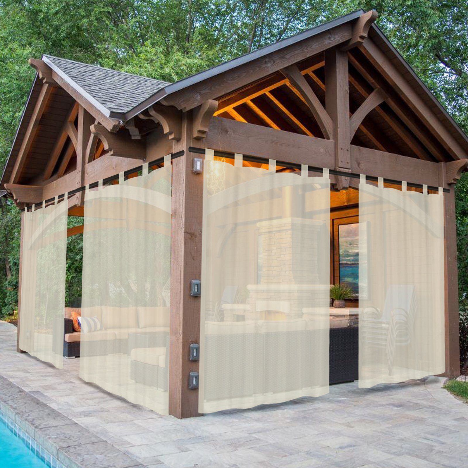 Qelus Outdoorgardine Outdoor Vorhang Wetterfest,Gardinen Balkon günstig online kaufen