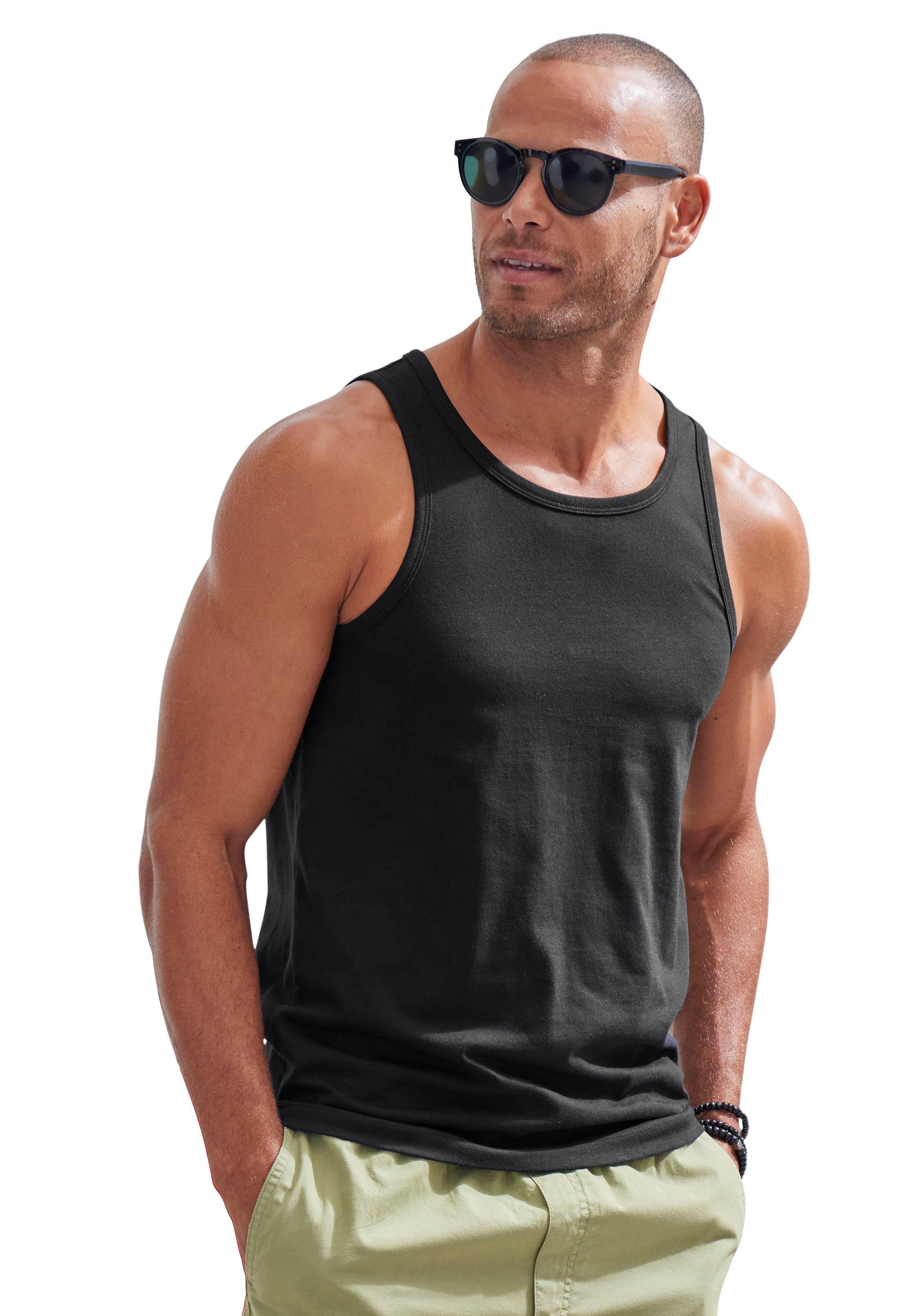 John Devin Tanktop (Packung, 2-tlg) in schöner Melange-Optik