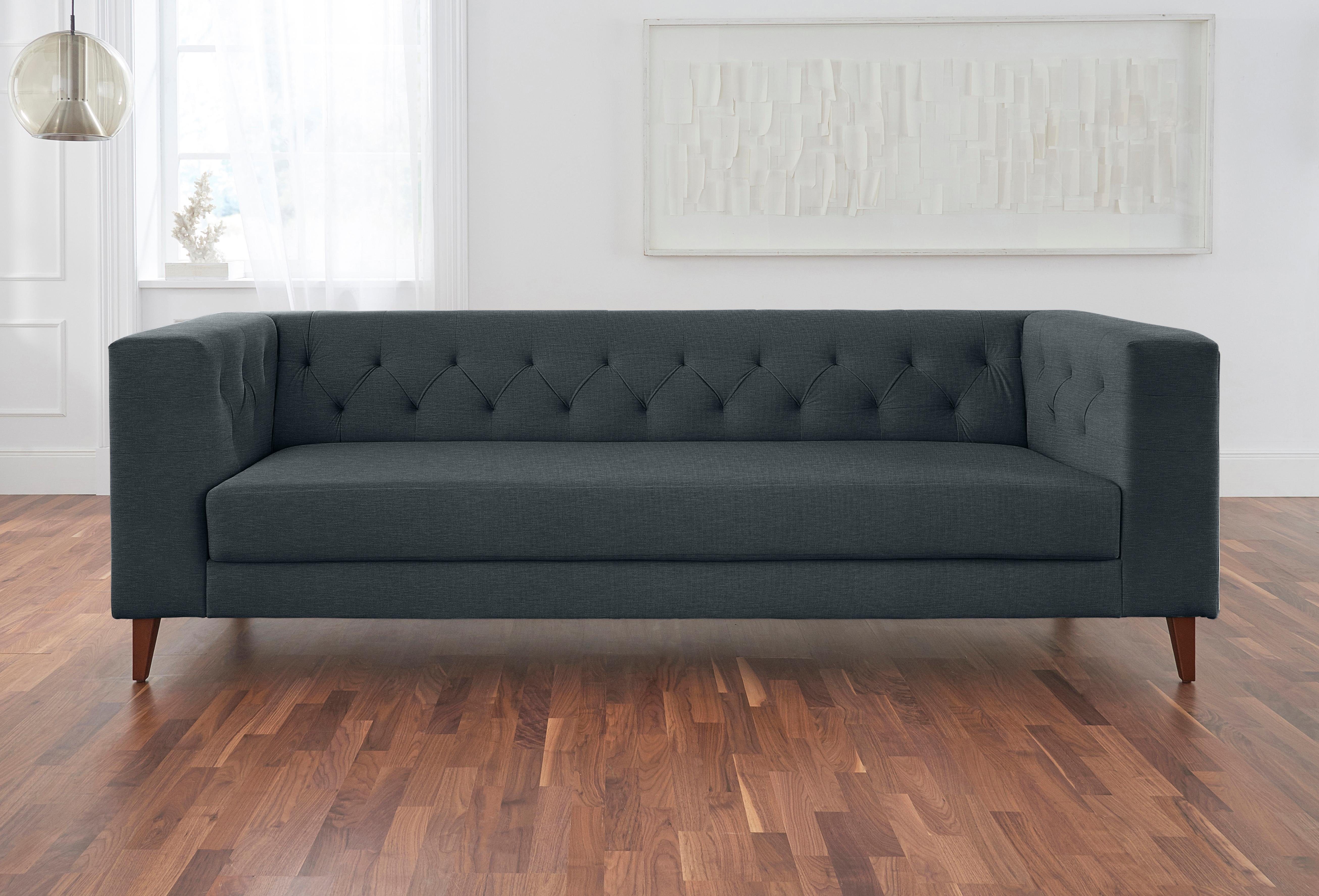 alte gerberei 3 sitzer sofa evelin mit knopfheftung anthrazit
