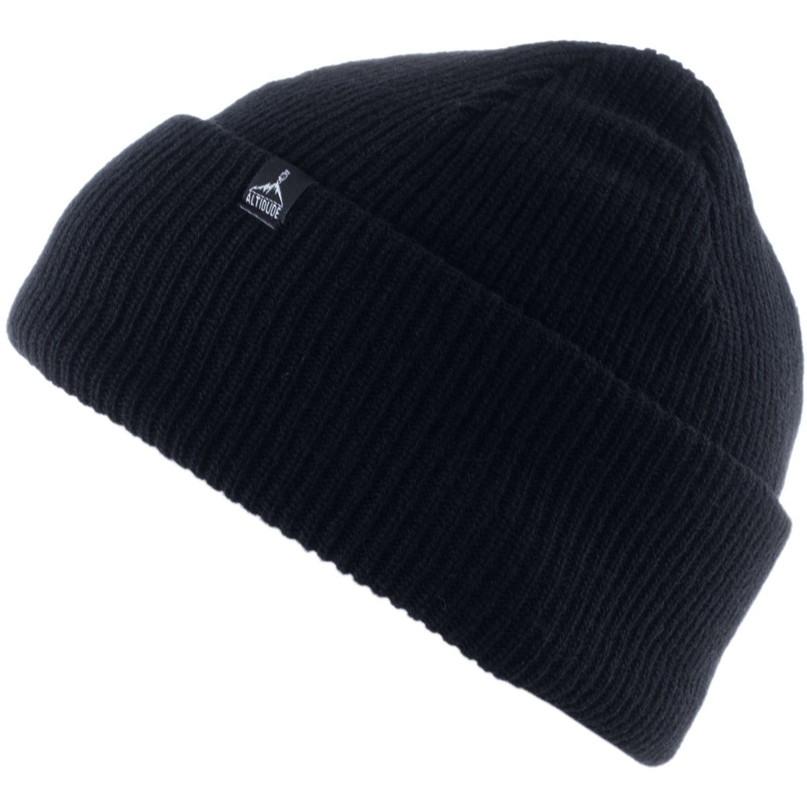 Hermit Merino ALTIDUDE Mütze Unisex Grob Wolle Strickmütze Rip Beanie Winter schwarz Beanie