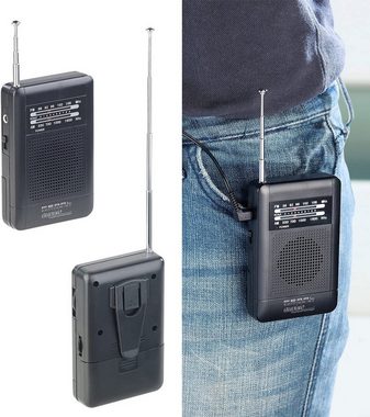 PEARL UKW & MW tragbares Taschenradio + Gürtel-Clip Camping Wandern Notfall Radio