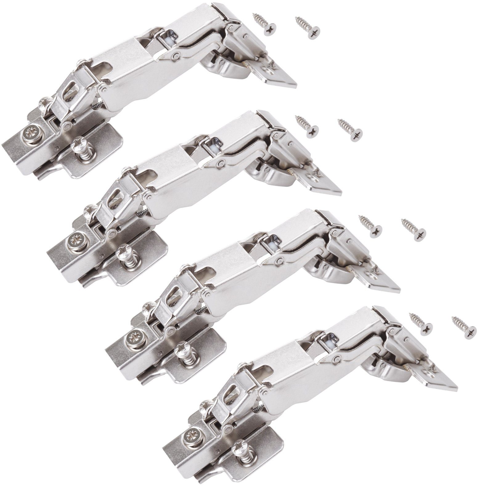 SO-TECH® Möbelbeschlag Weitwinkelscharniere T52 Weitwinkel-Topfband mit Soft-Close (4 St), Eckanschlag 165° Topfscharnier inkl. Montageplatte