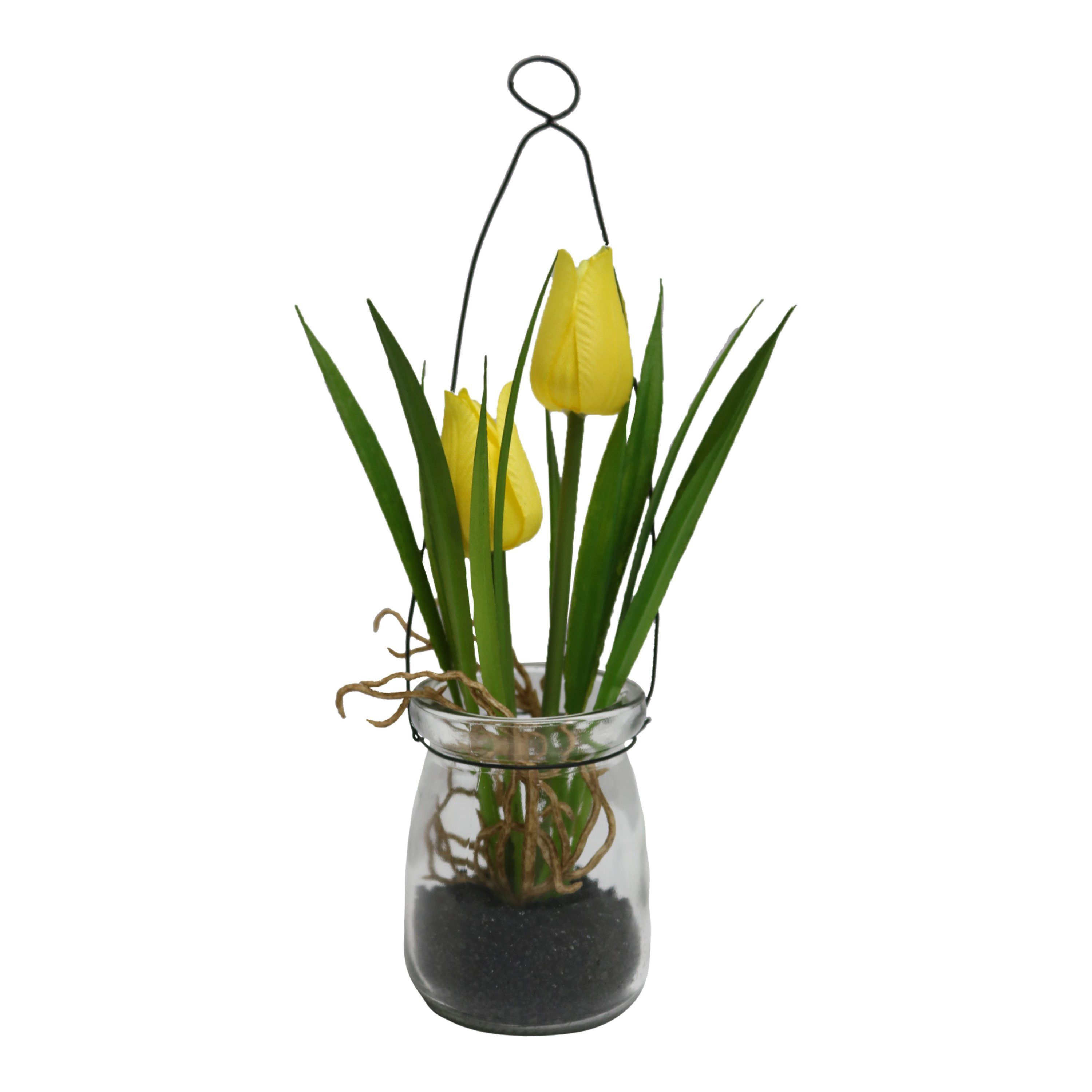 Kunstpflanze Gelb Depot Glasvase Kunstblume Tulpe in Tulpe,
