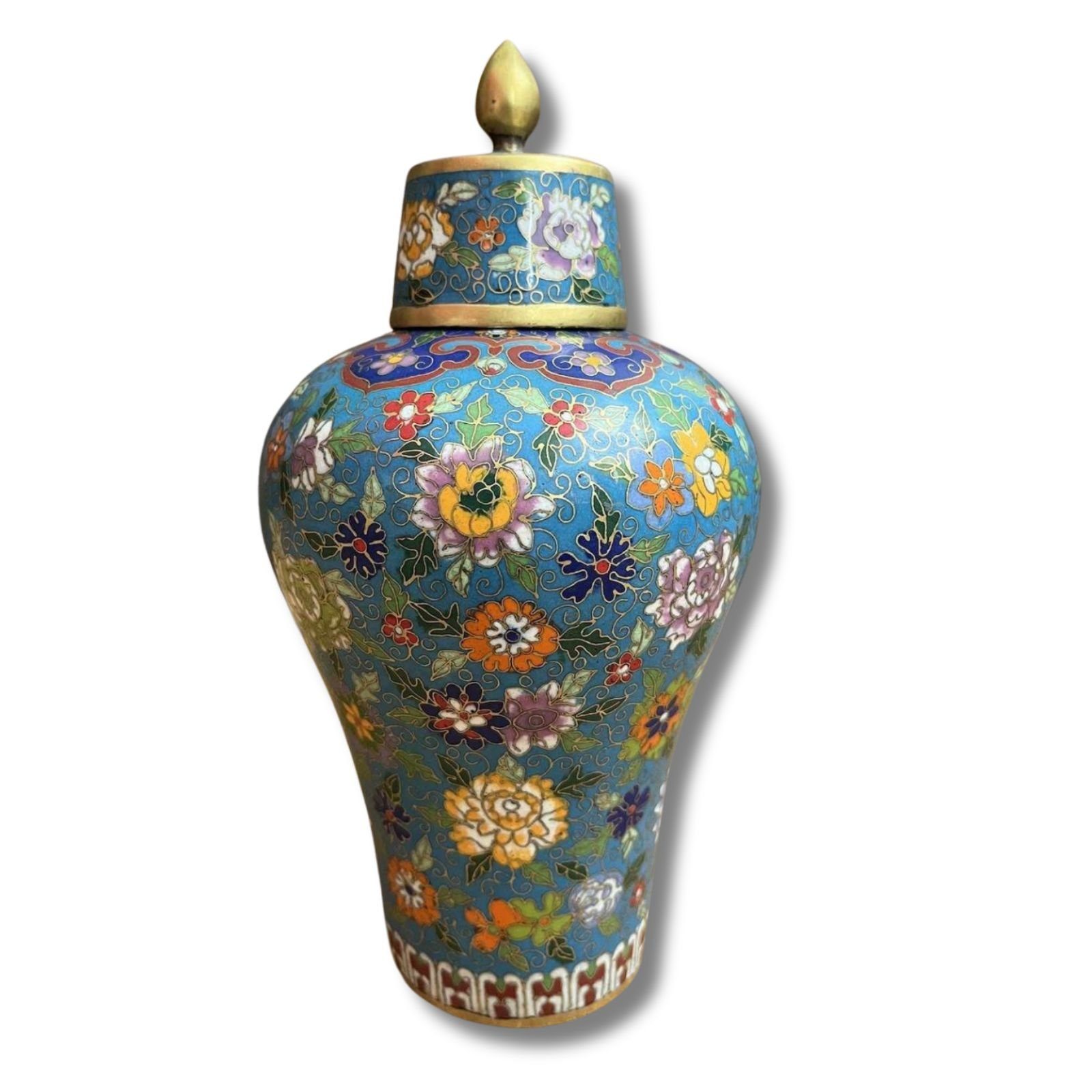Asien LifeStyle Tischvase Cloisonne Vase China Bronze Gefäß 23,5cm groß