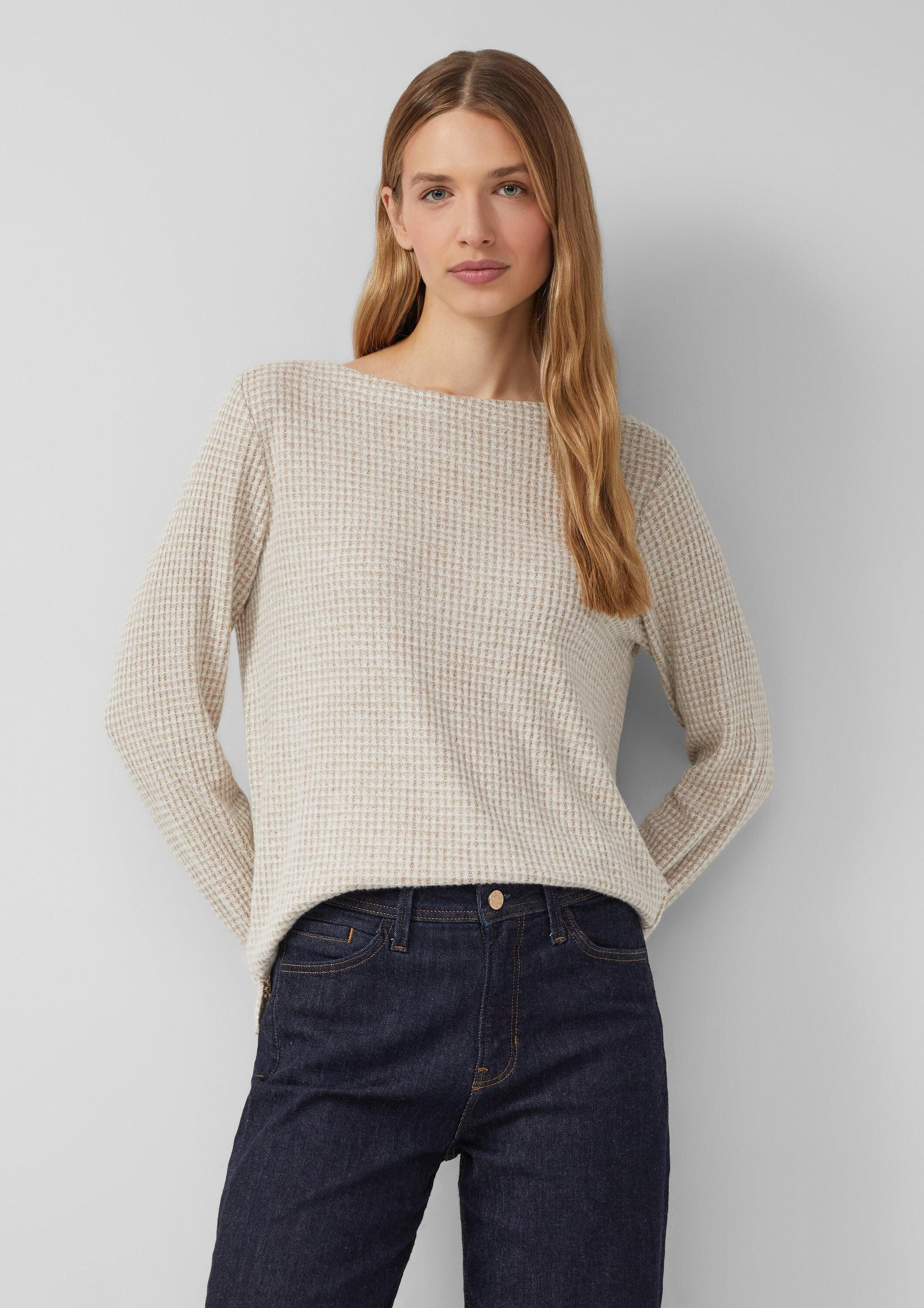 s.Oliver Langarmshirt T-Shirt Weiches Shirt mit Waffelstruktur im Relaxed F günstig online kaufen